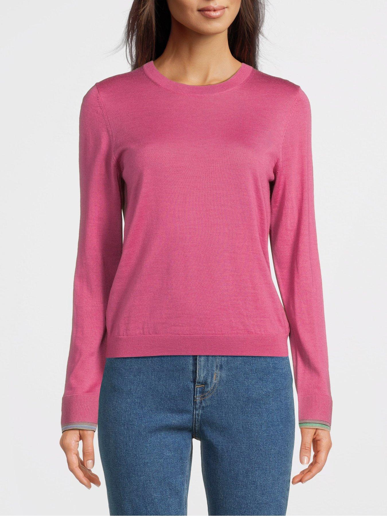 undefined Knitted Crew Neck Sweater - Purple/Pink