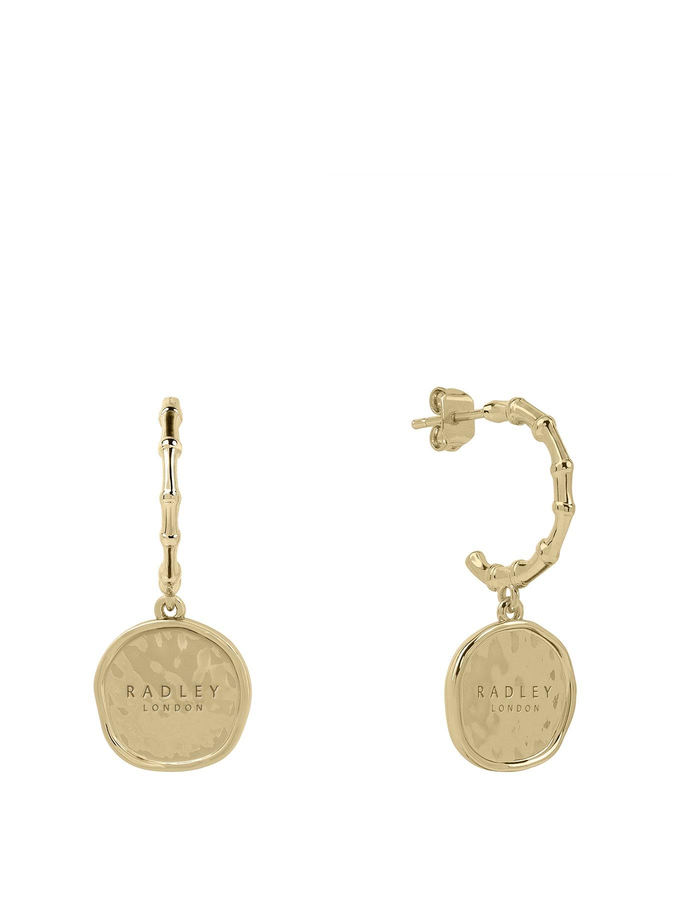 Product photograph of Radley 18ct Gold Plated Bamboo Hoop Charm Earrings from very.co.uk