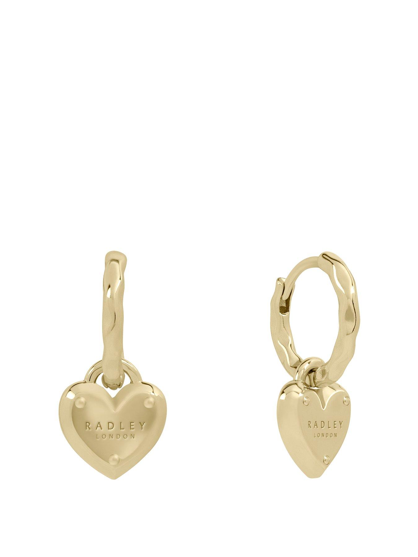Product photograph of Radley 18ct Gold Plated Padlock Heart Charm Hoop Earrings from very.co.uk