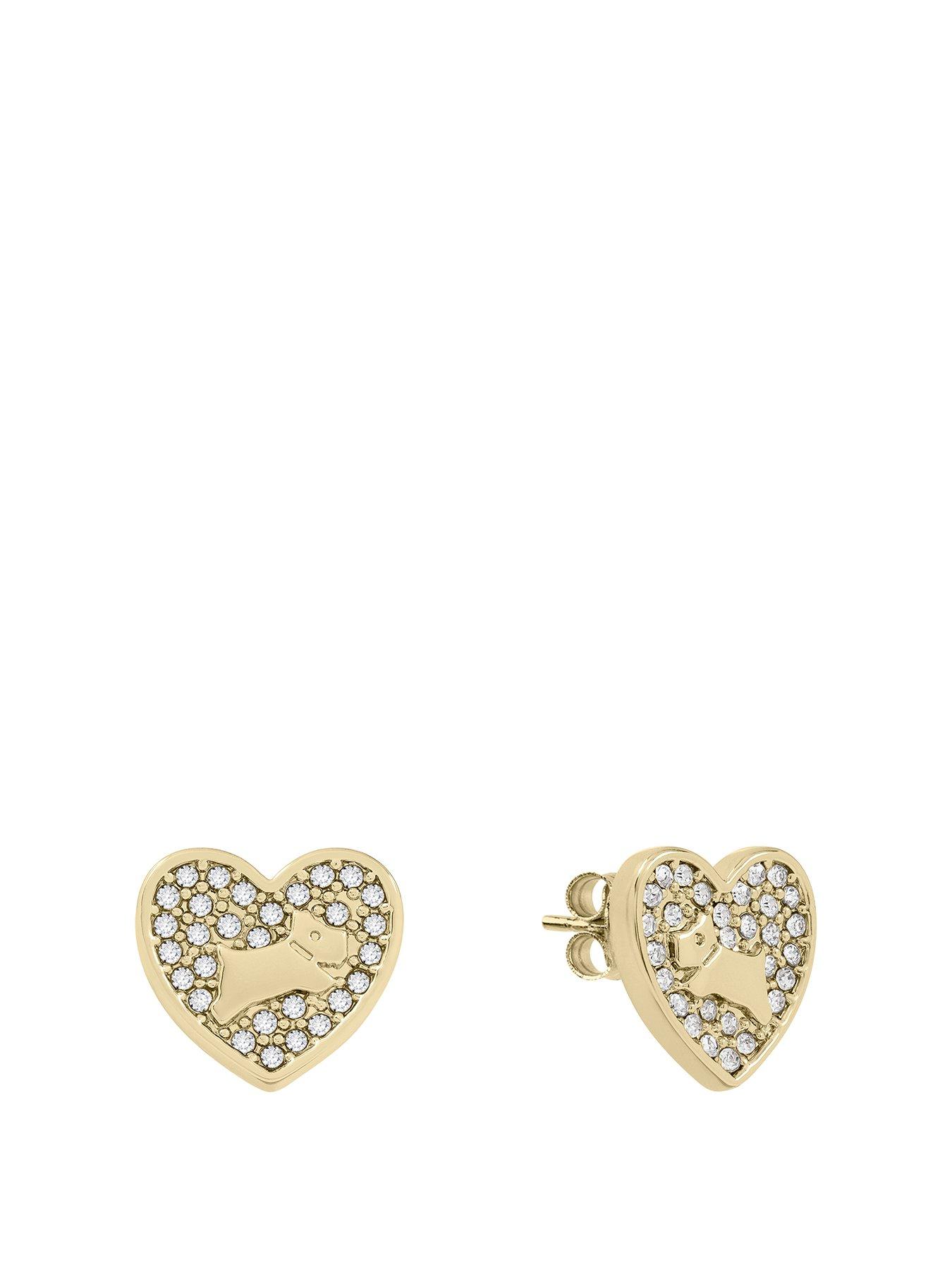 Product photograph of Radley 18ct Gold Plated Pav Eacute Stone Heart Earrings from very.co.uk