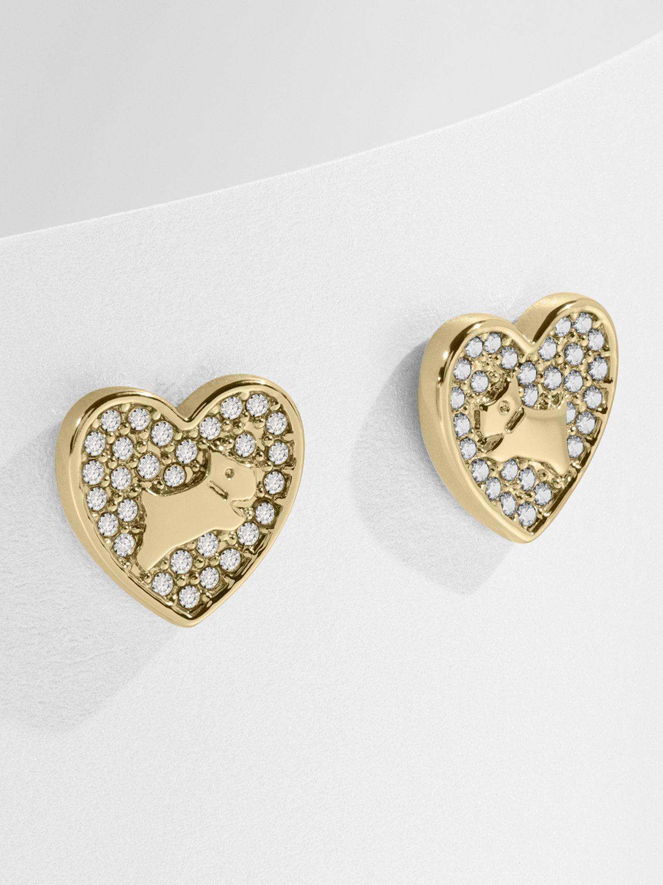 Radley 18ct Gold Plated Pavé Stone Heart Earrings Uk