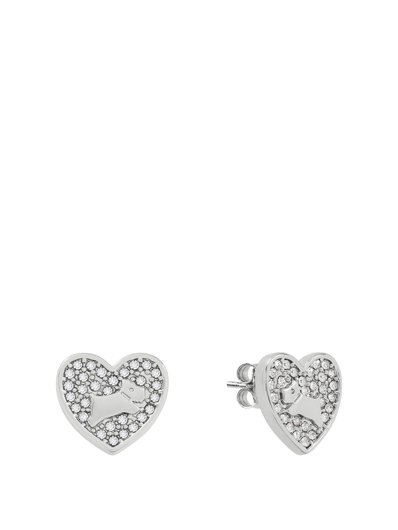 Product photograph of Radley Silver Plated Pav Eacute Stone Heart Earrings from very.co.uk