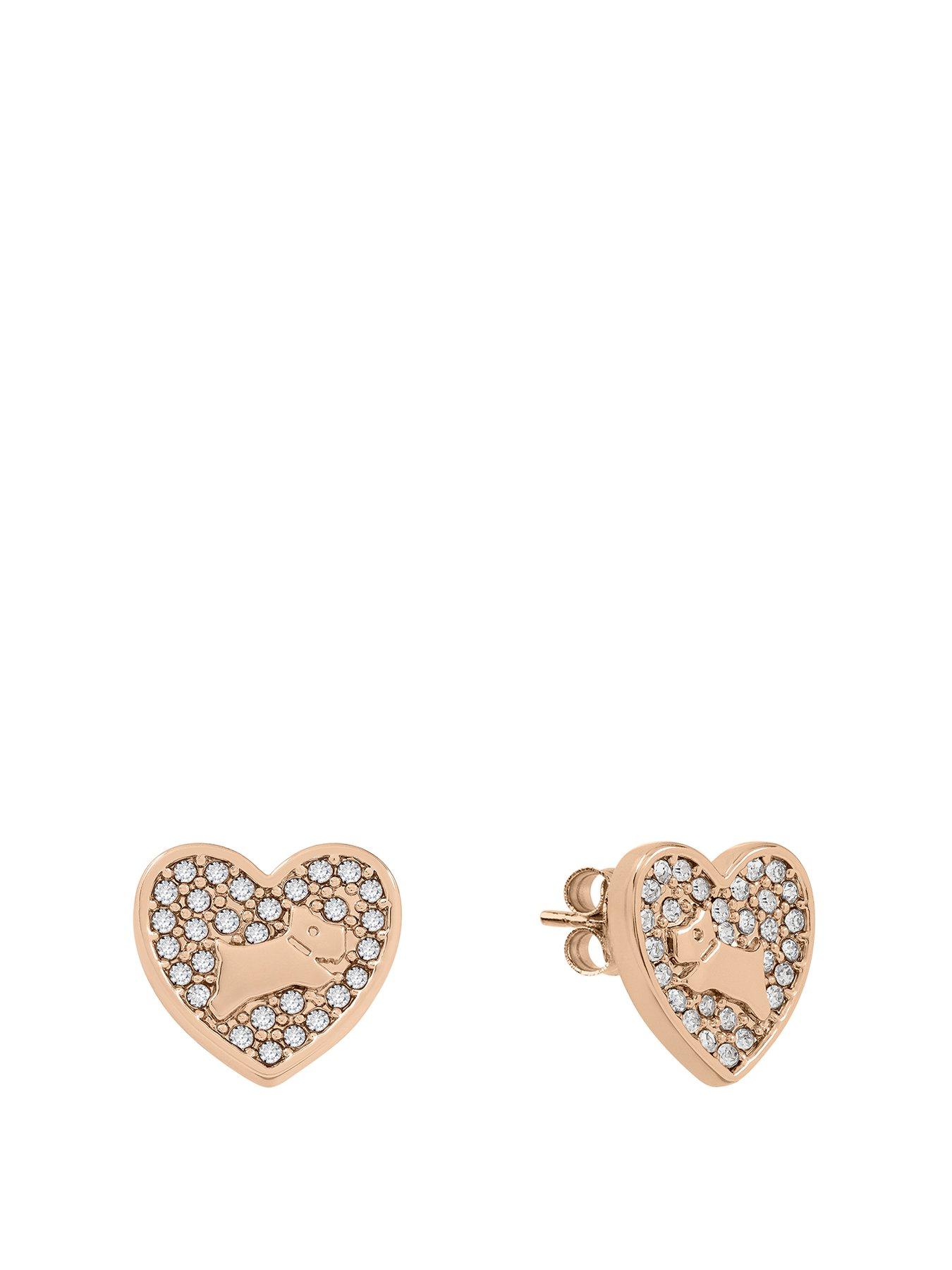 Product photograph of Radley 18ct Rose Gold Plated Pav Eacute Stone Heart Earrings from very.co.uk