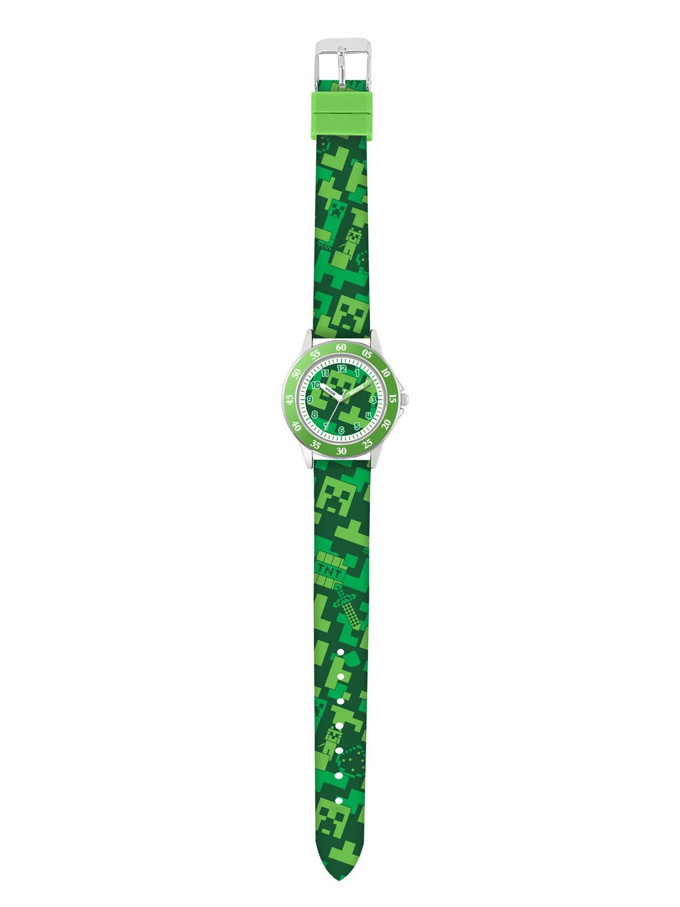 Image 3 of 3 of Minecraft Creeper Green Printed Strap Quartz Watch