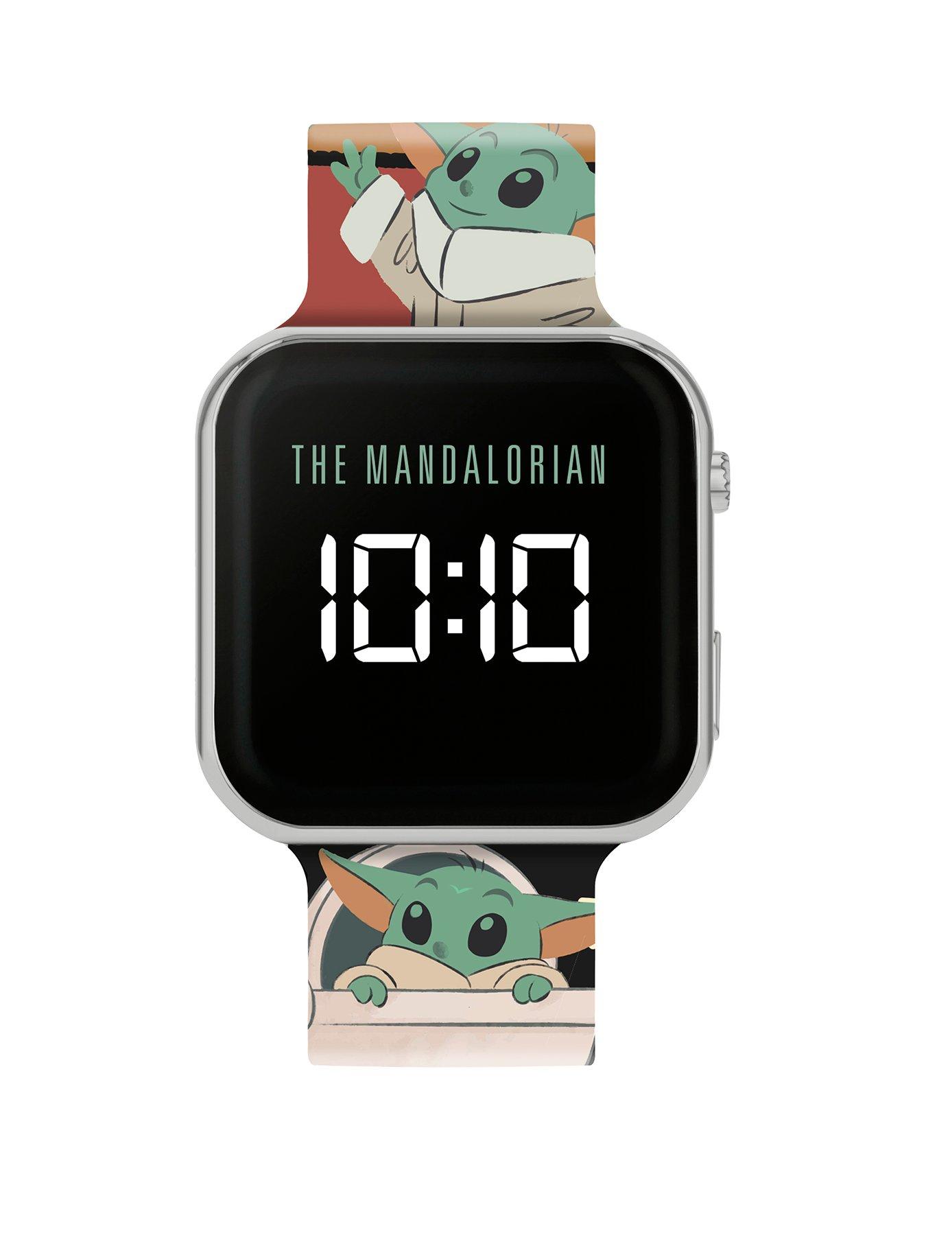 Product photograph of Disney The Mandalorian Printed Led Watch from very.co.uk