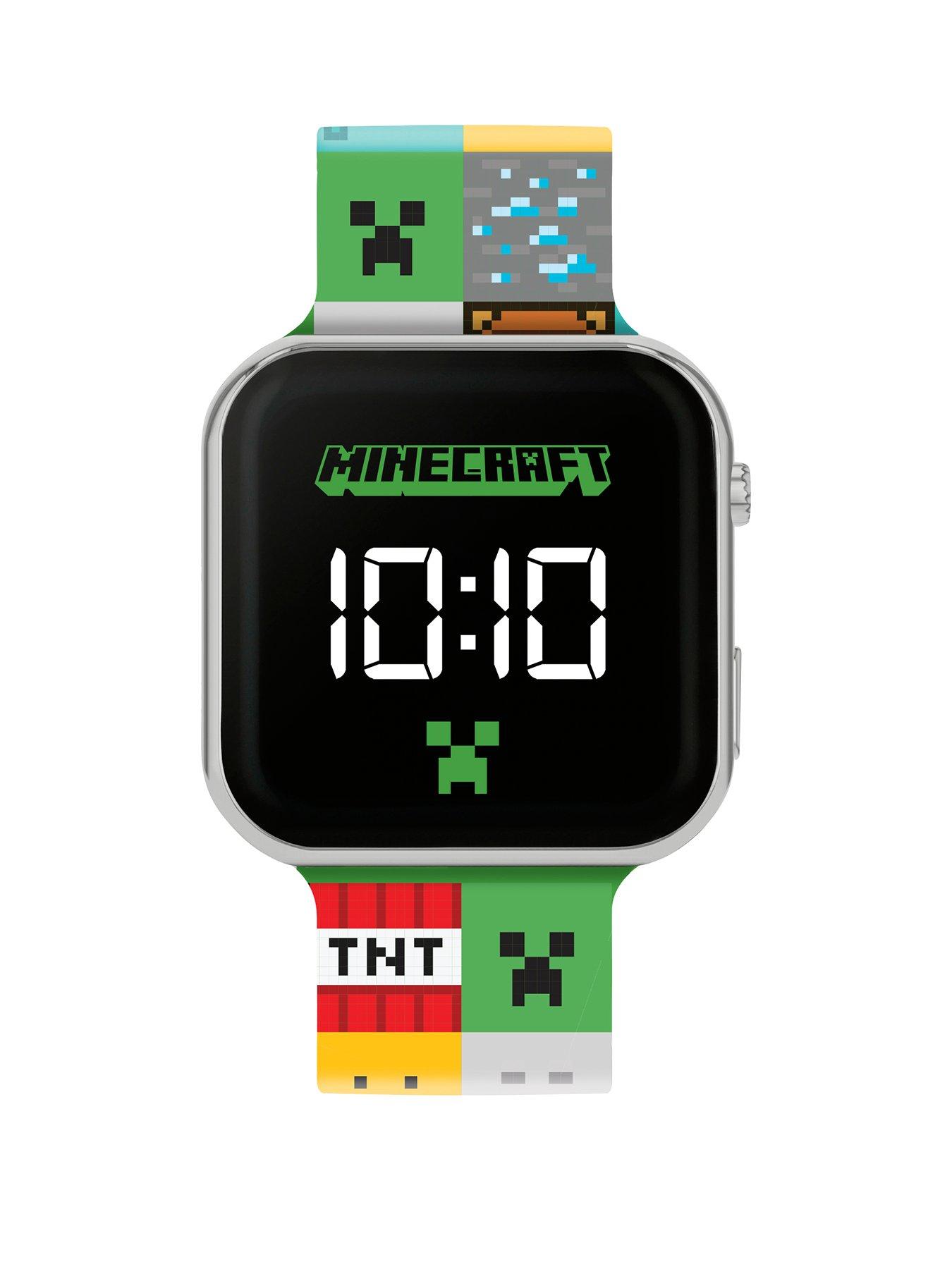 Product photograph of Minecraft Printed Led Watch from very.co.uk