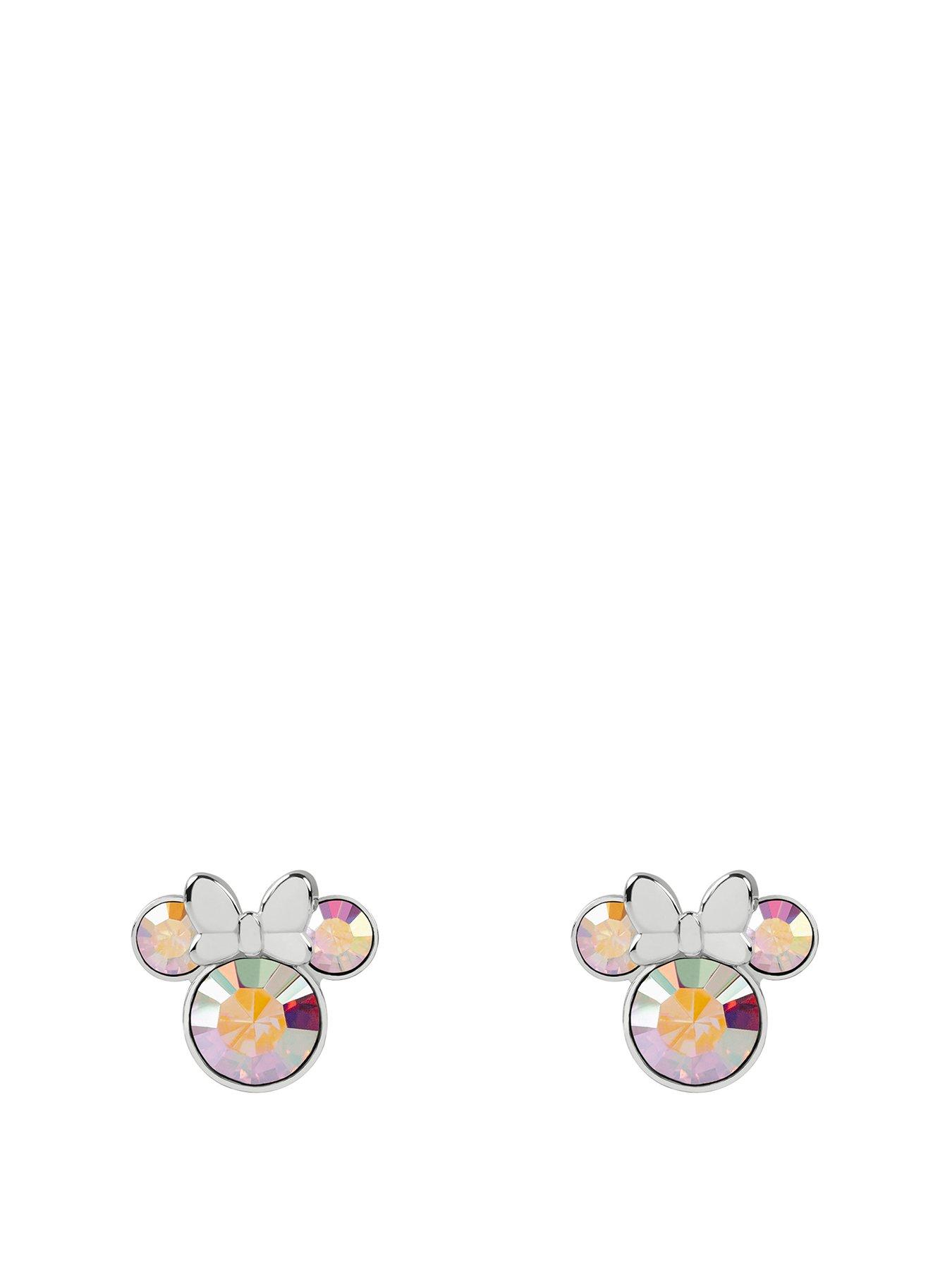 undefined 100 Minnie Mouse Silver Plated Studs with Crystals