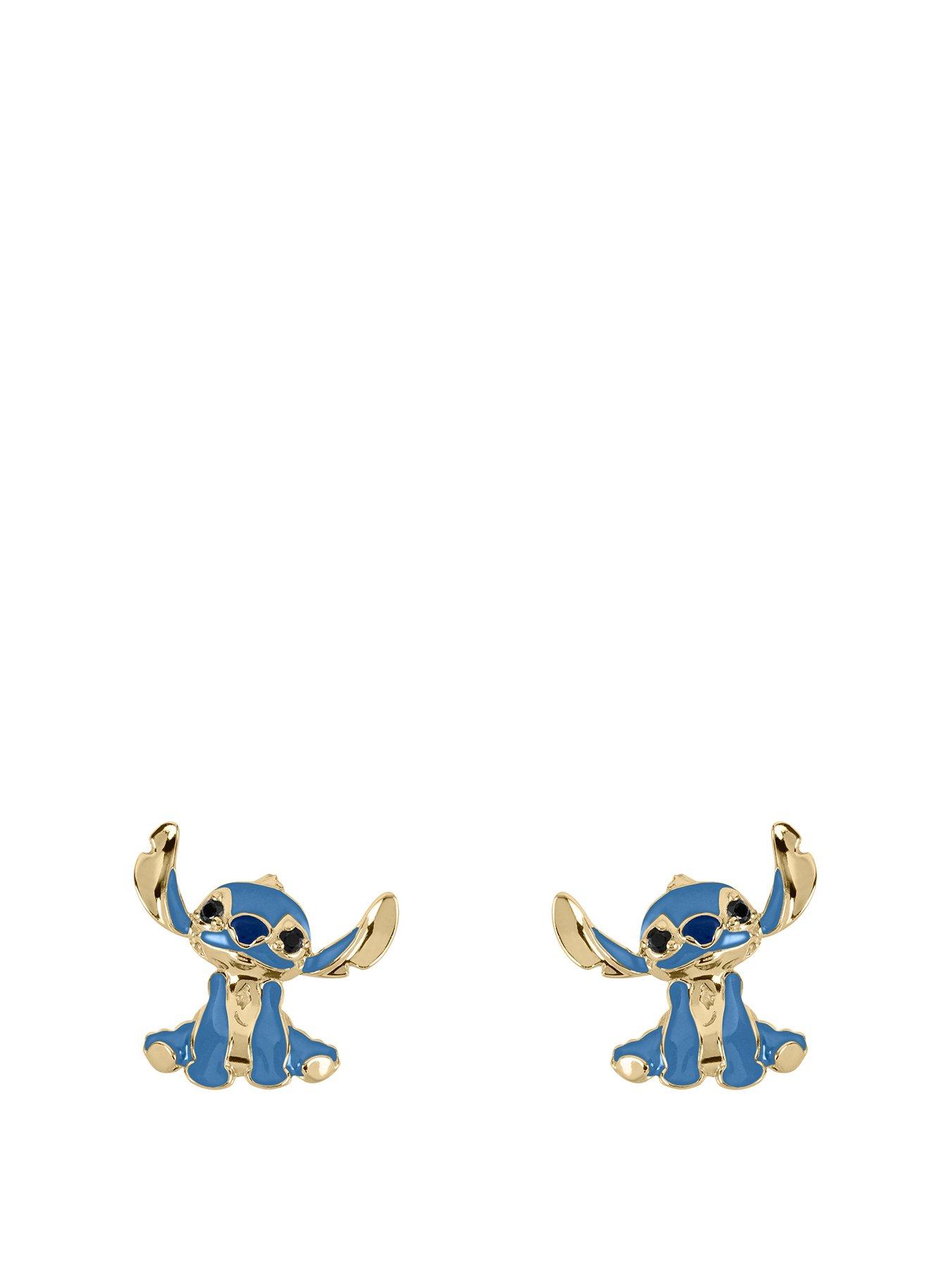 Product photograph of Disney 100 Stitch 18 Carat Yellow Gold Plated Studs With Crystals from very.co.uk