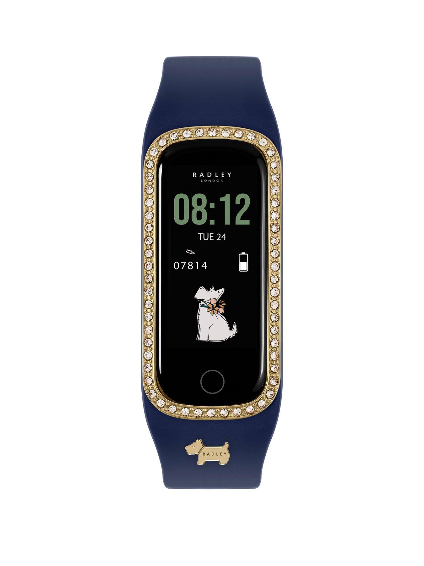 Product photograph of Radley Ladies Series 8 Ink Silicone Strap Stone Set Smart Watch from very.co.uk