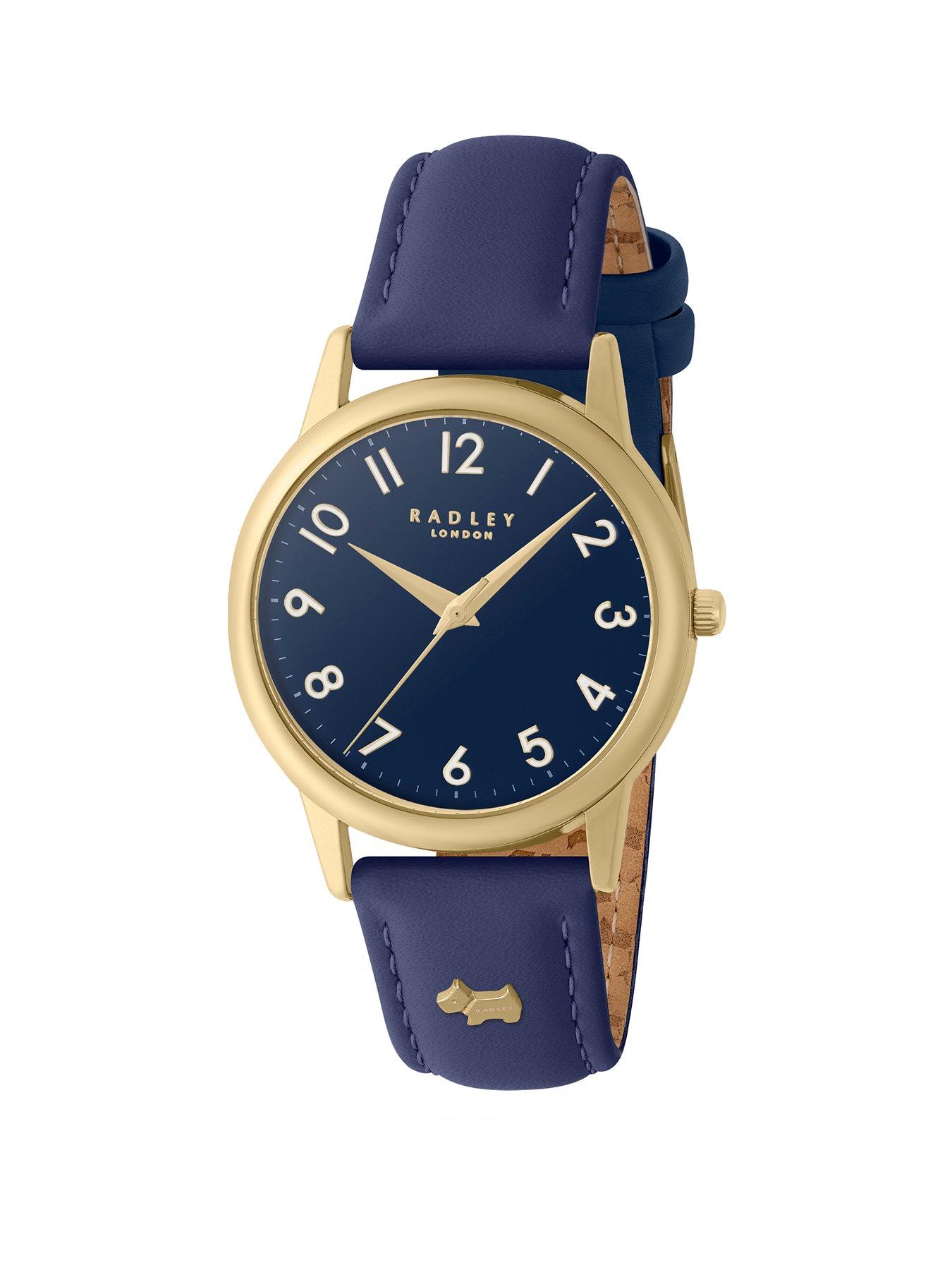 Product photograph of Radley Gold Plated Ink Leather Strap Watch from very.co.uk