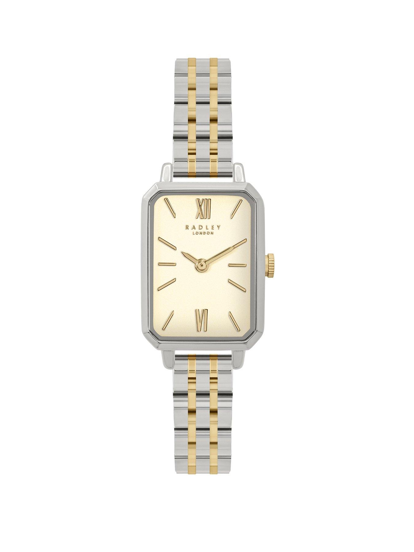 Product photograph of Radley Ladies Two Tone Rectangle Bracelet Watch from very.co.uk