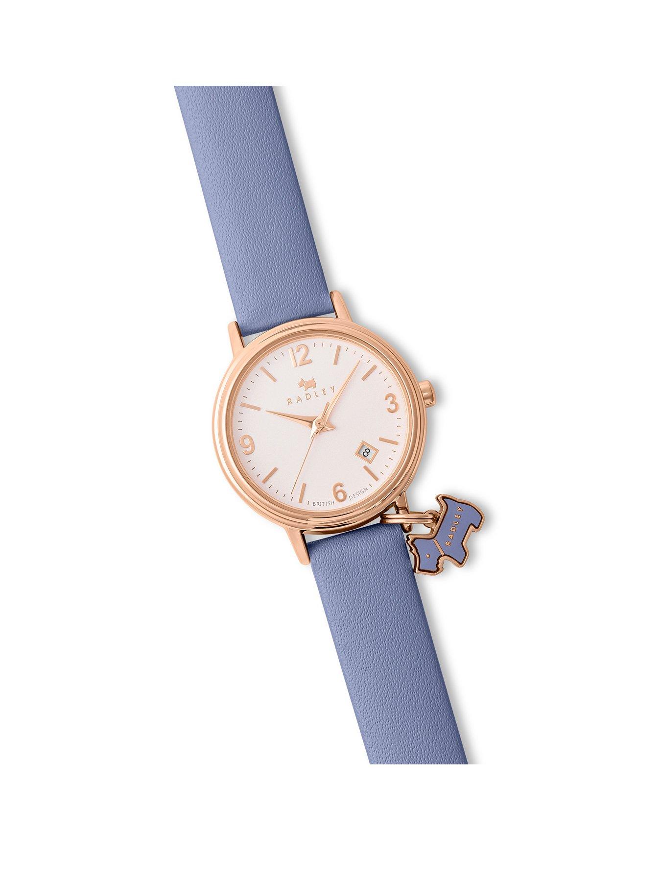 Radley Rose Gold Plated Blue Leather Strap Watch Very