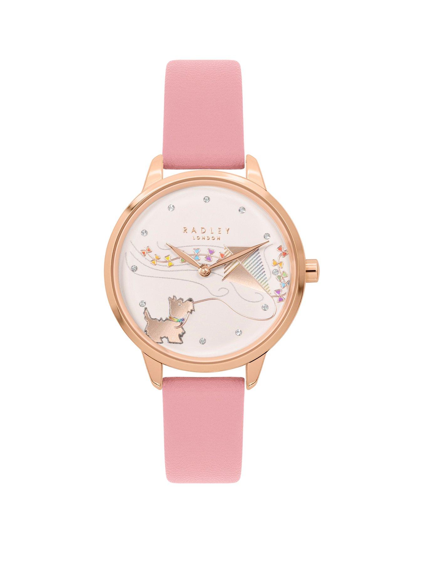 Product photograph of Radley Ladies Leather Vintage Rose Strap Watch from very.co.uk