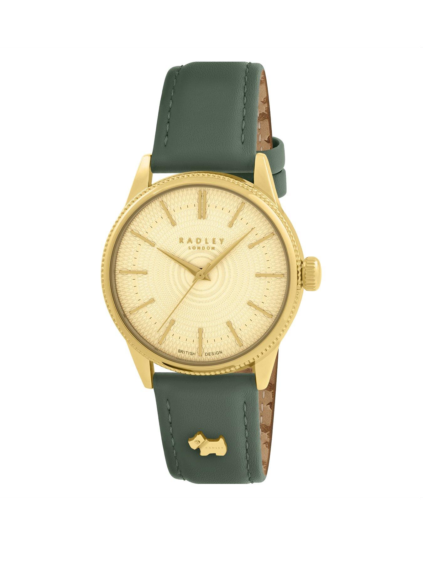 Product photograph of Radley Lewis Lane Ladies Coin Edge Bezel Dark Green Watch from very.co.uk