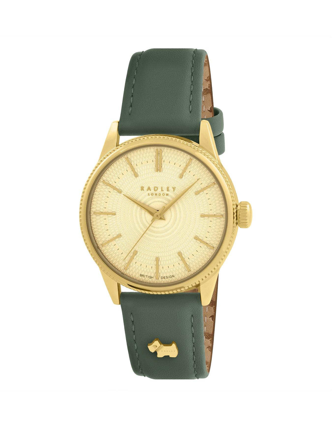 undefined Lewis Lane Ladies Coin Edge Bezel Dark Green Watch
