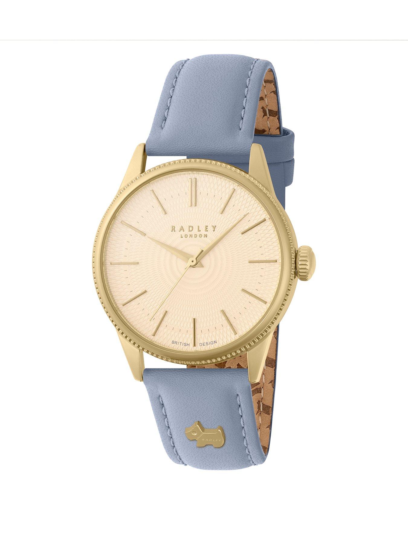 Product photograph of Radley Gold Plated Thundercloud Leather Strap Watch from very.co.uk
