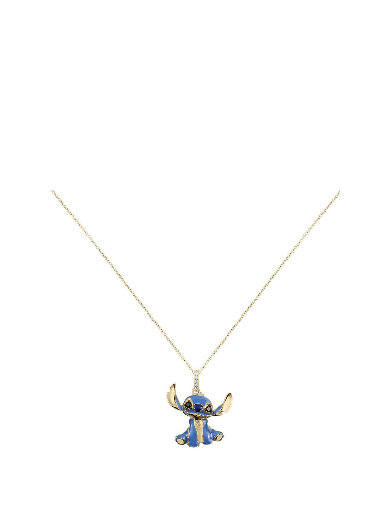 Product photograph of Disney Sterling Silver Gold And Blue Stitch Necklace from very.co.uk