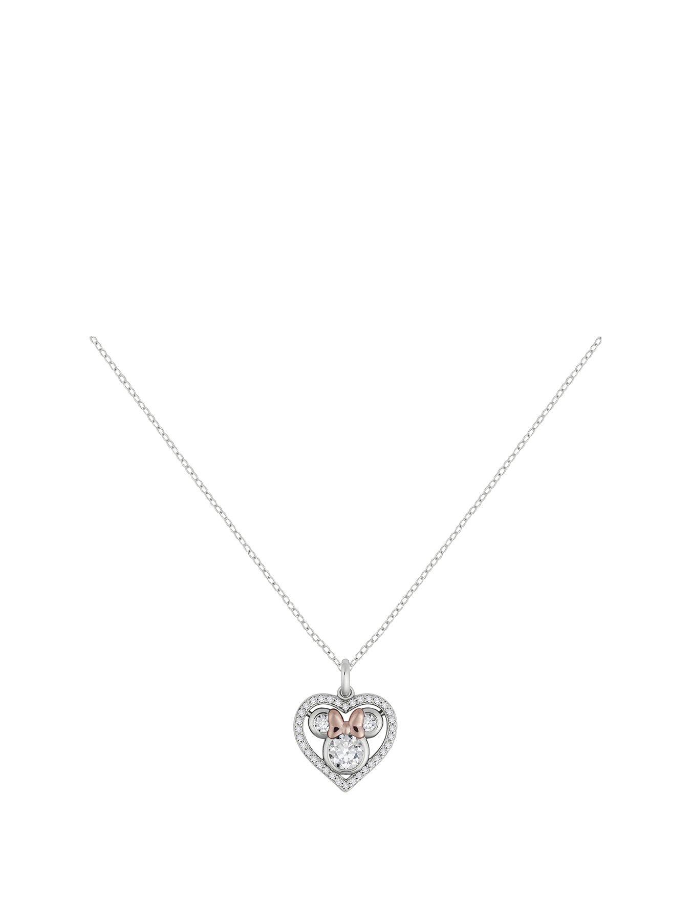 Product photograph of Disney Sterling Silver Stone Set Minnie Mouse Necklace from very.co.uk