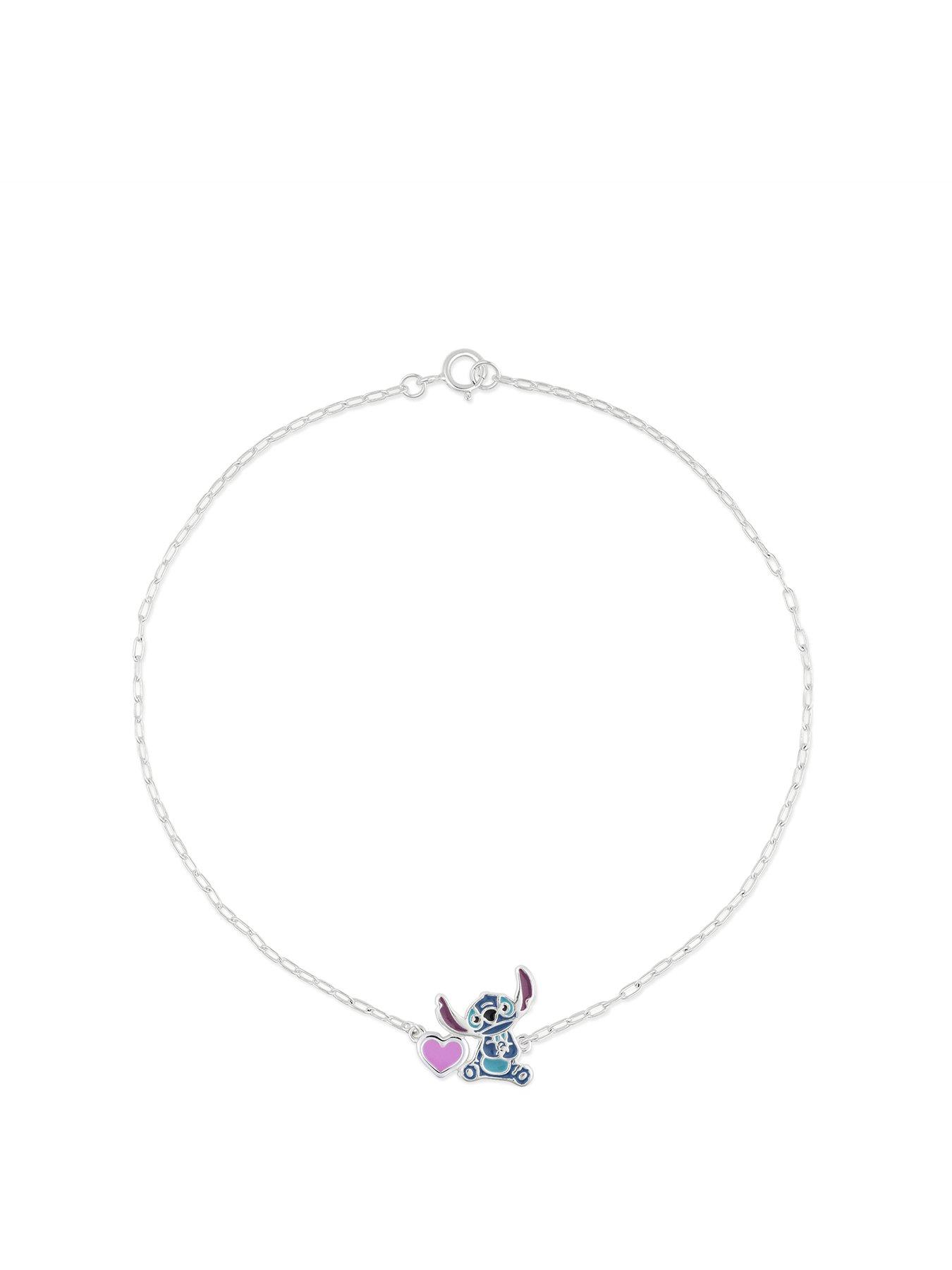 Product photograph of Disney Sterling Silver Stitch And Heart Bracelet from very.co.uk