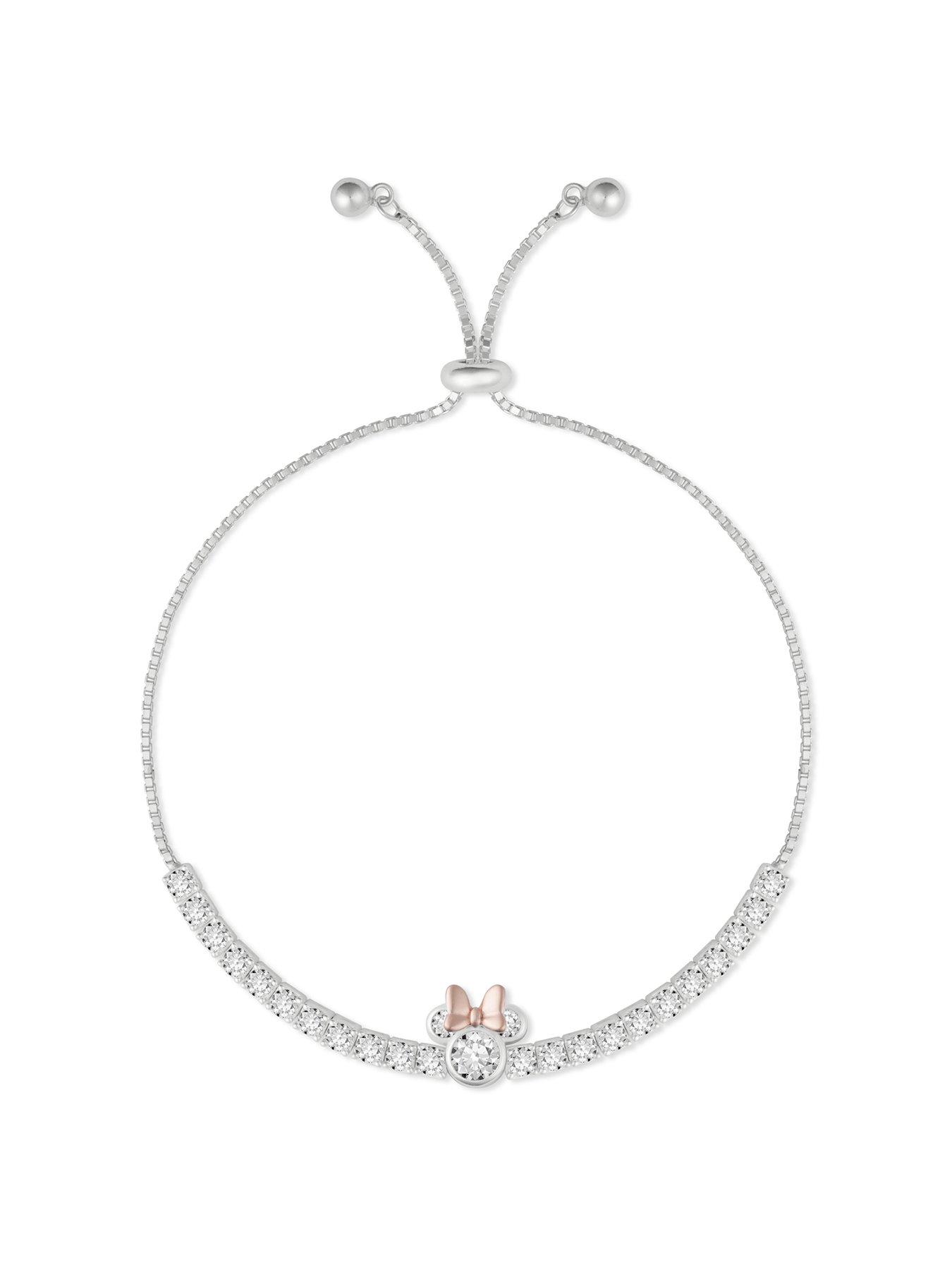 Product photograph of Disney Minnie Mouse Sterling Silver Two Tone Lariat Bracelet from very.co.uk