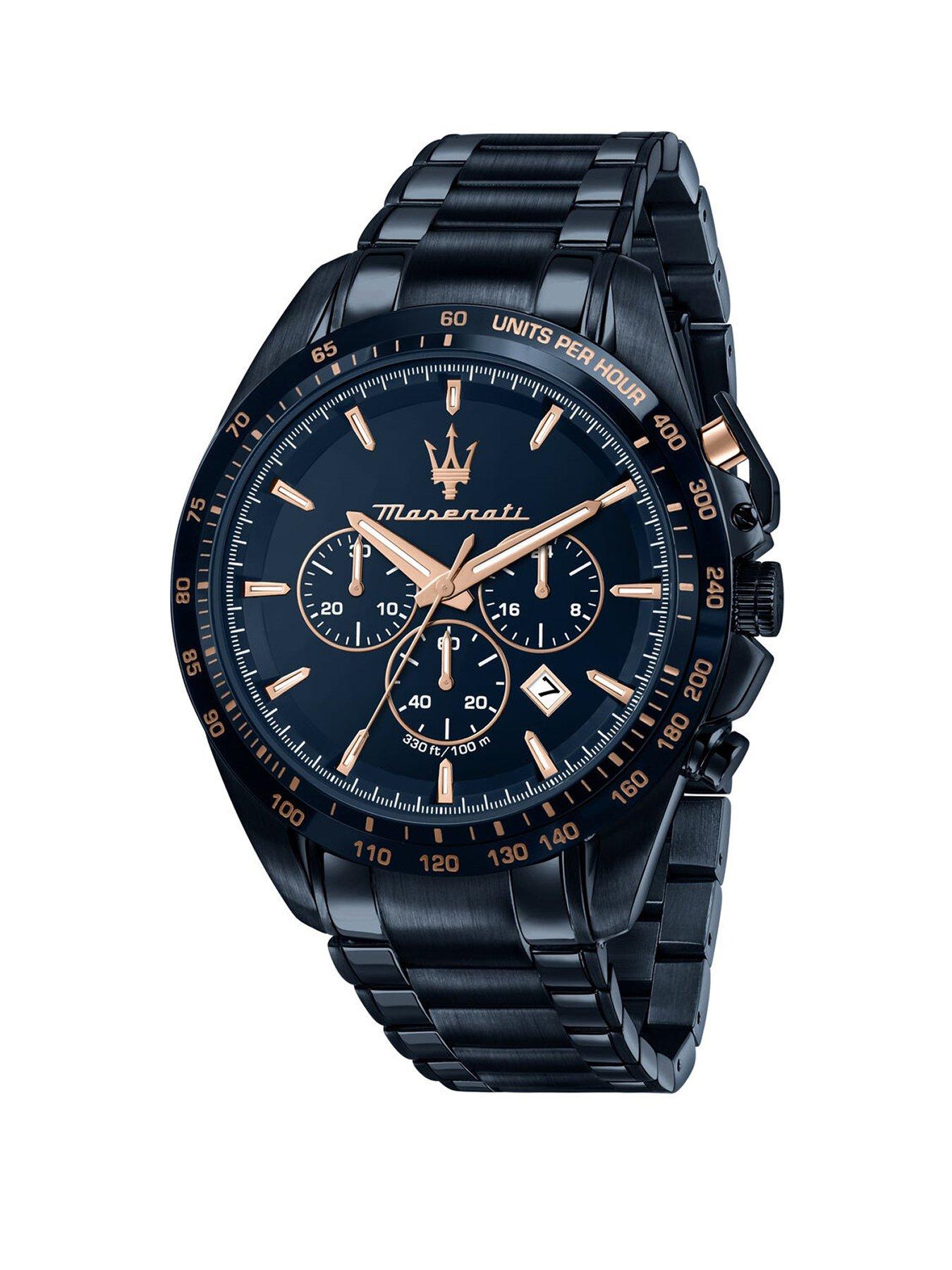 Product photograph of Maserati Gents Traguardo Chronograph Blue Edition from very.co.uk