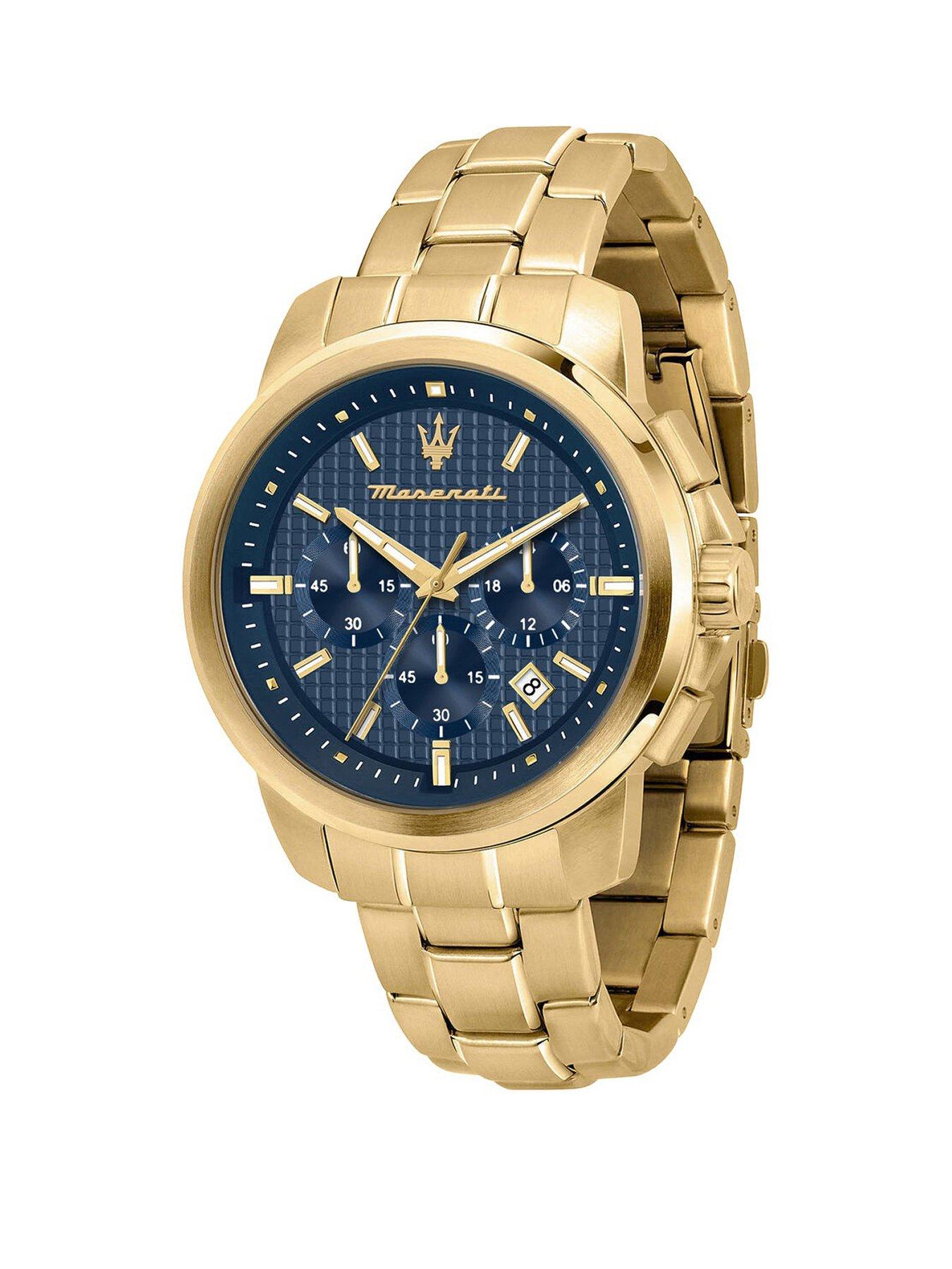 Product photograph of Maserati Gents Successo Gold Chronograph from very.co.uk