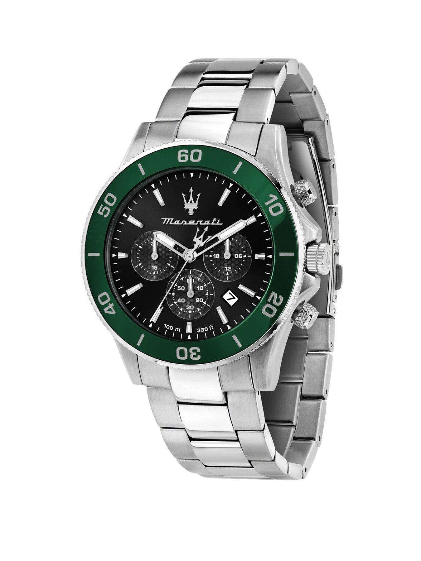 Product photograph of Maserati Gents Competizione Green Chronograph from very.co.uk