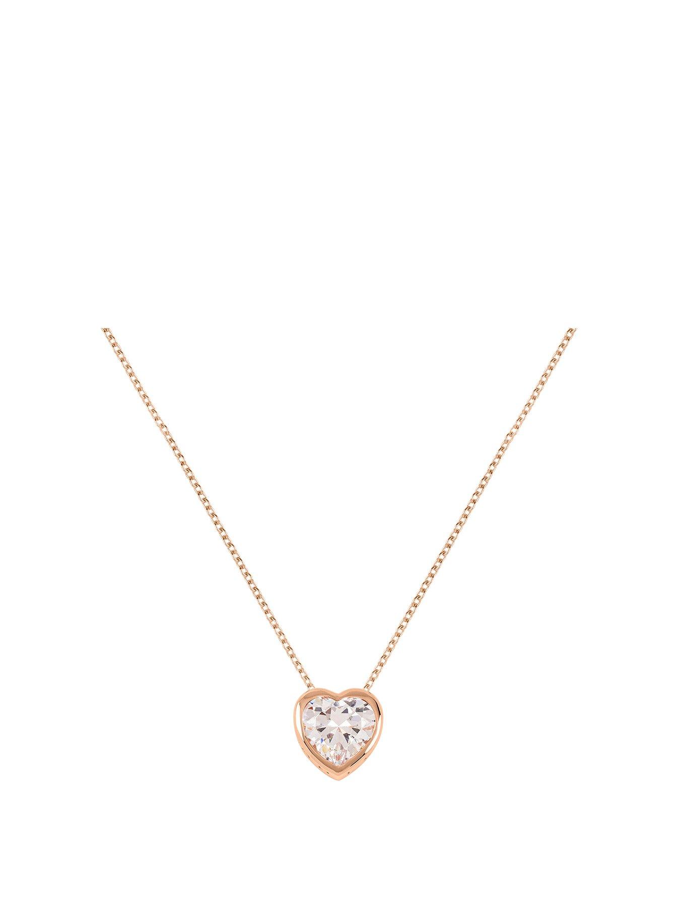 Product photograph of Radley Love Ladies 18ct Rose Gold Plated Sterling Silver Clear Stone Heart Necklace from very.co.uk