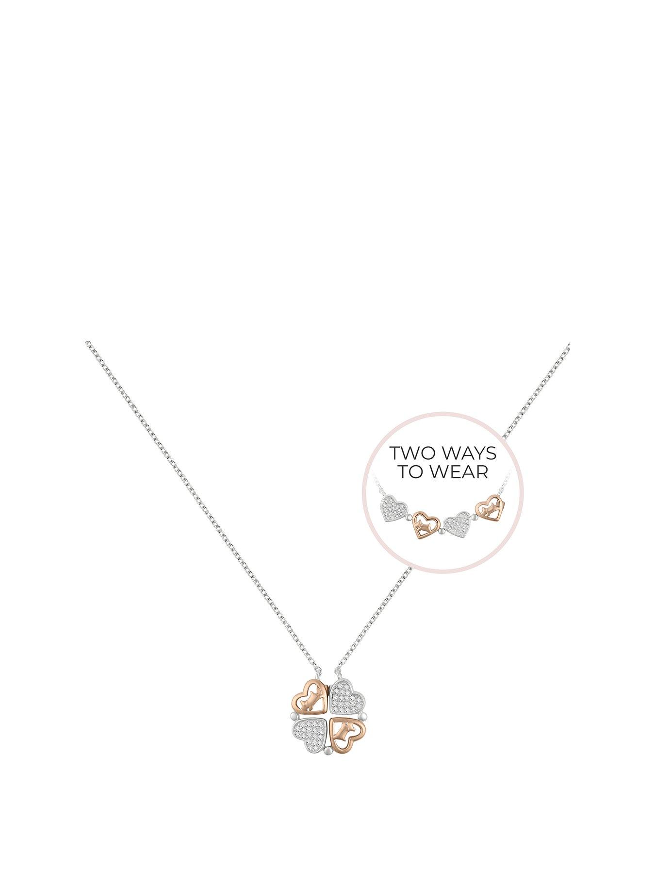 Product photograph of Radley Sterling Silver 18ct Rose Gold Plated Magnetic Closing Hearts Necklace from very.co.uk