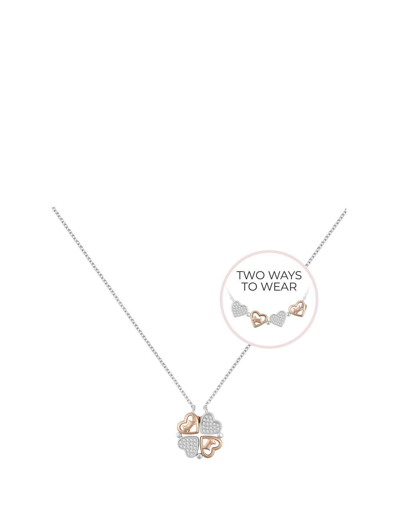 undefined Sterling Silver 18ct Rose Gold Plated Magnetic Closing Hearts Necklace