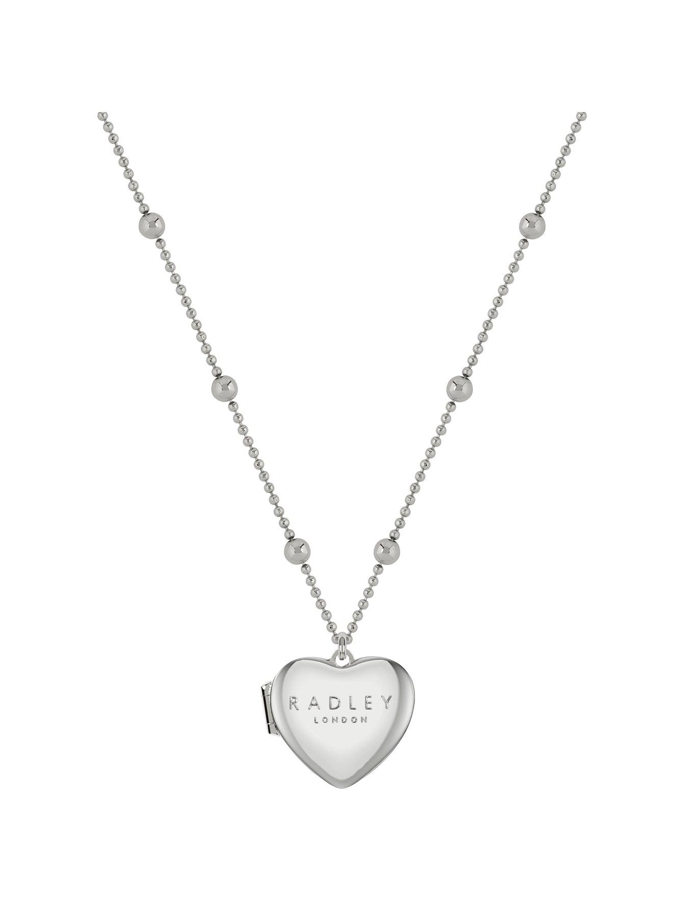 Radley Love Letters Ladies Silver Plated Bobble Chain Heart Locket Necklace