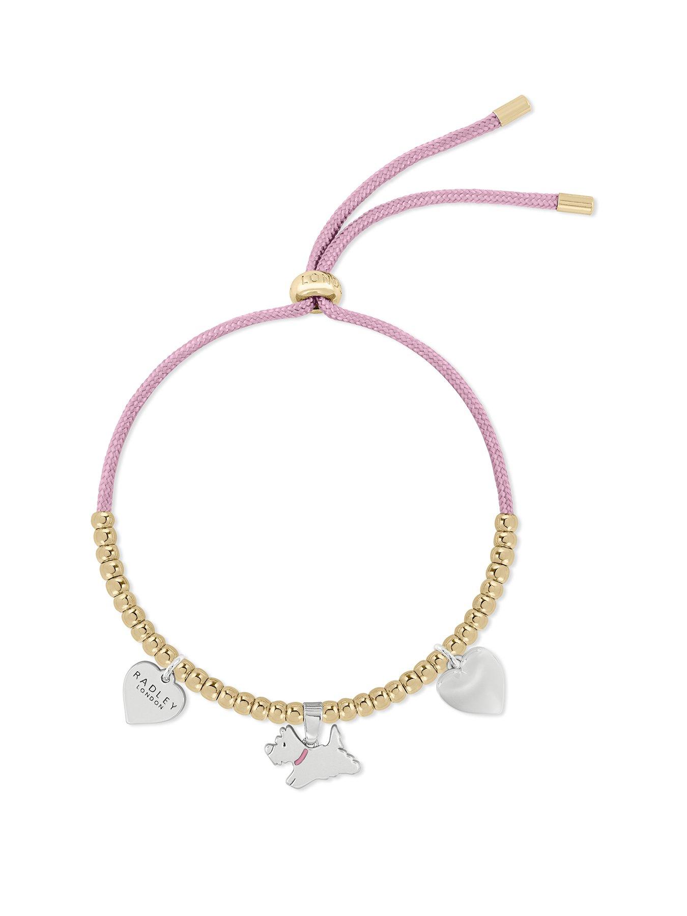 Product photograph of Radley Friendship Lane 18ct Gold Plated Jumping Dog Amp Heart Charm Cord Bracelet from very.co.uk