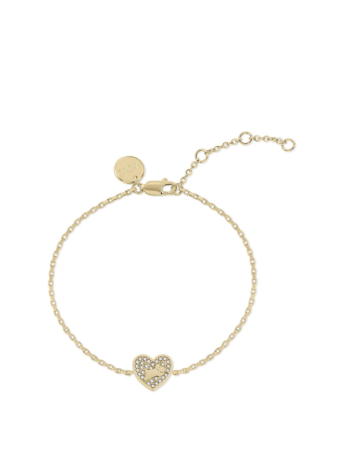 Product photograph of Radley 18ct Gold Plated Pav Eacute Stone Heart Bracelet from very.co.uk