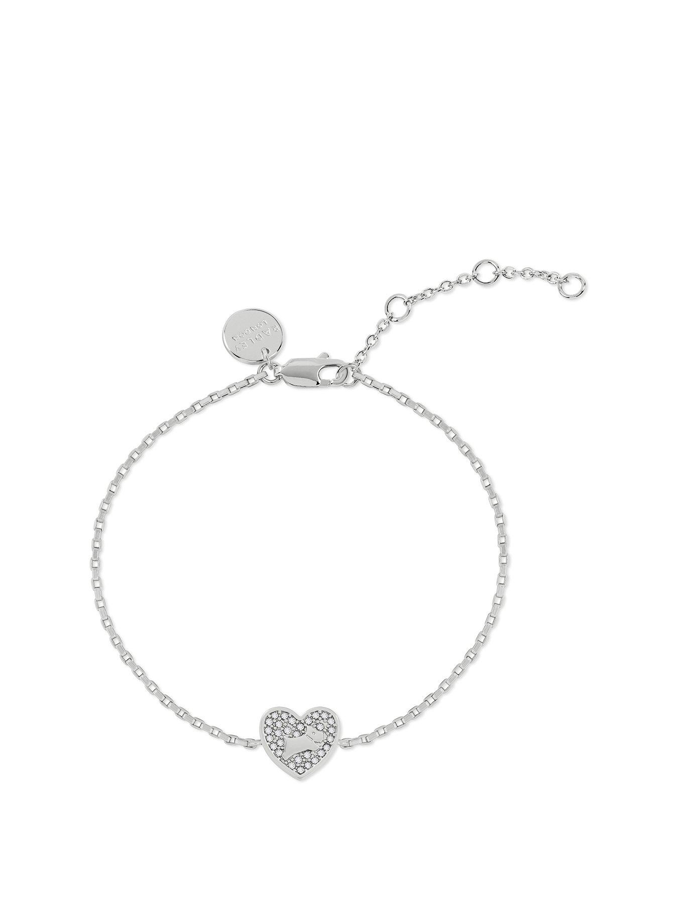 Product photograph of Radley Silver Plated Pav Eacute Stone Heart Bracelet from very.co.uk