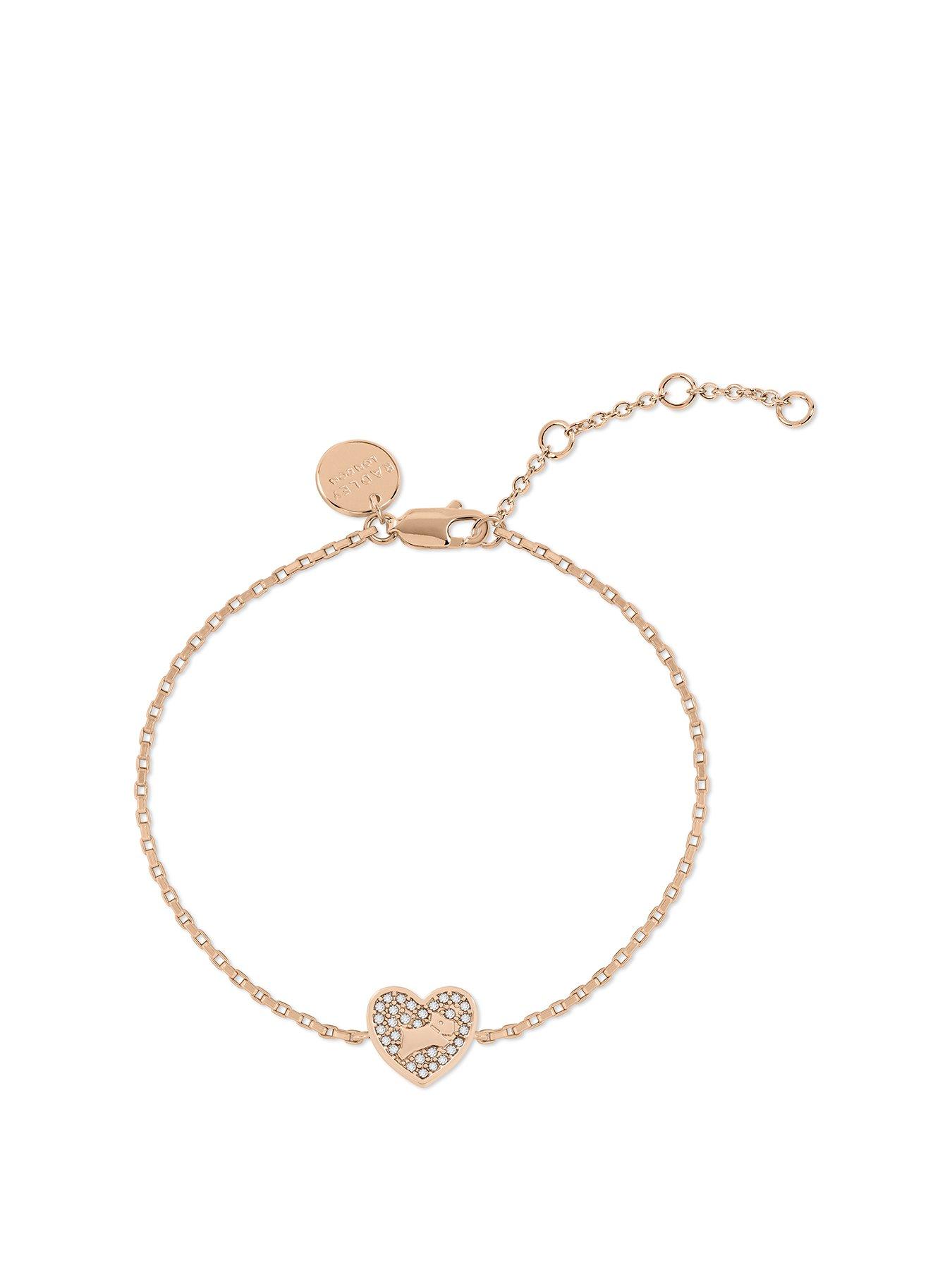 Product photograph of Radley 18ct Rose Gold Plated Pav Eacute Stone Heart Bracelet from very.co.uk
