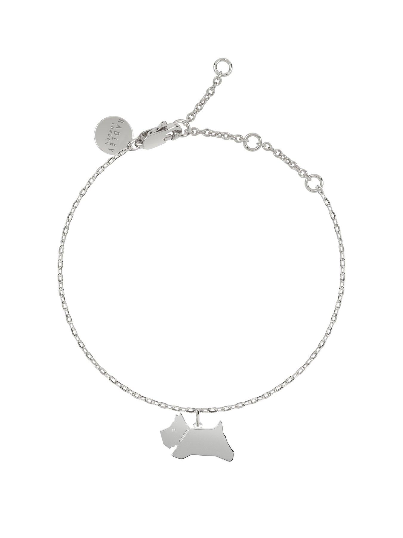 Product photograph of Radley Chelsea Creek Ladies Polished Silver Plated Jumping Dog Bracelet from very.co.uk