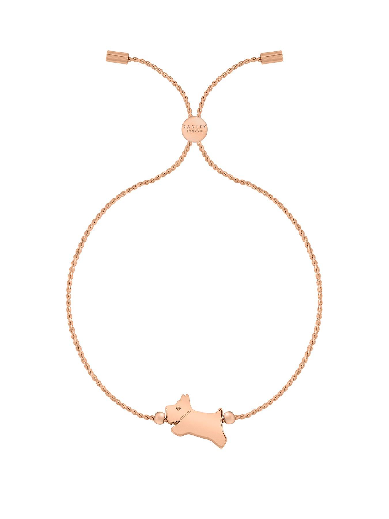 Product photograph of Radley Dukes Place Ladies 18ct Rose Gold Plated Twist Chain Jumping Dog Friendship Bracelet from very.co.uk