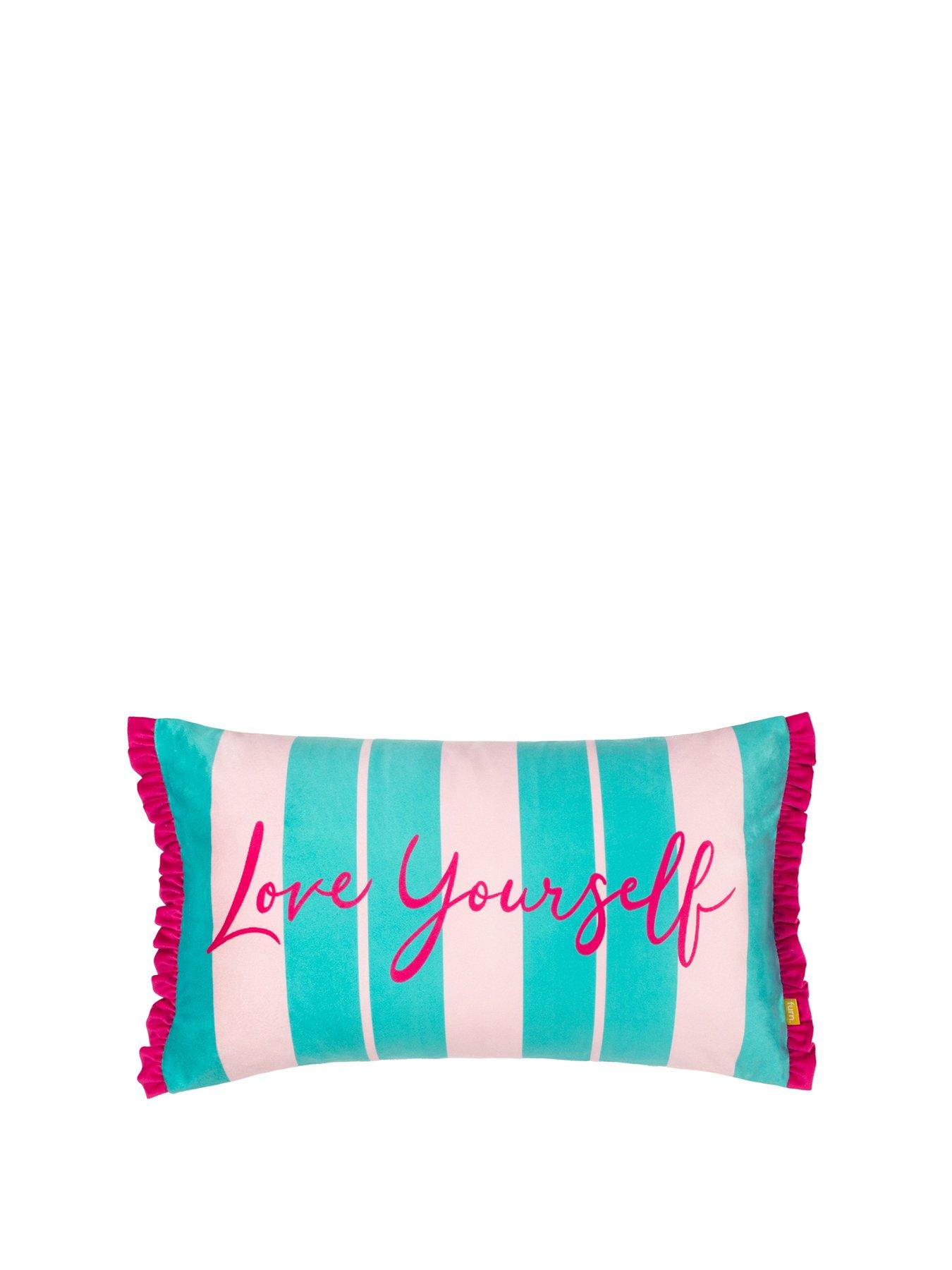 Product photograph of Furn Love Yourself Polyester Cushion Aqua Pink from very.co.uk