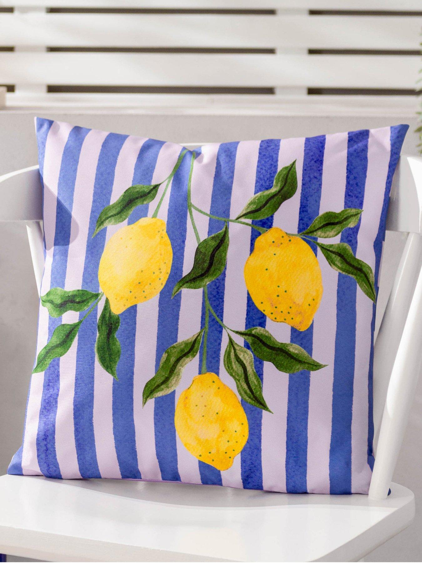 Product photograph of Furn Lemons Outdoor Polyester Cushion Blue from very.co.uk