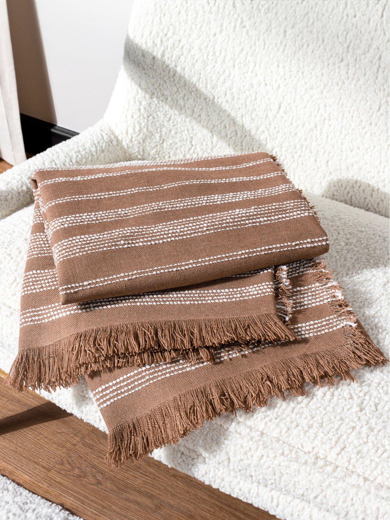 Product photograph of Hoem Jour Linear Woven Throw In Baked Clay from very.co.uk