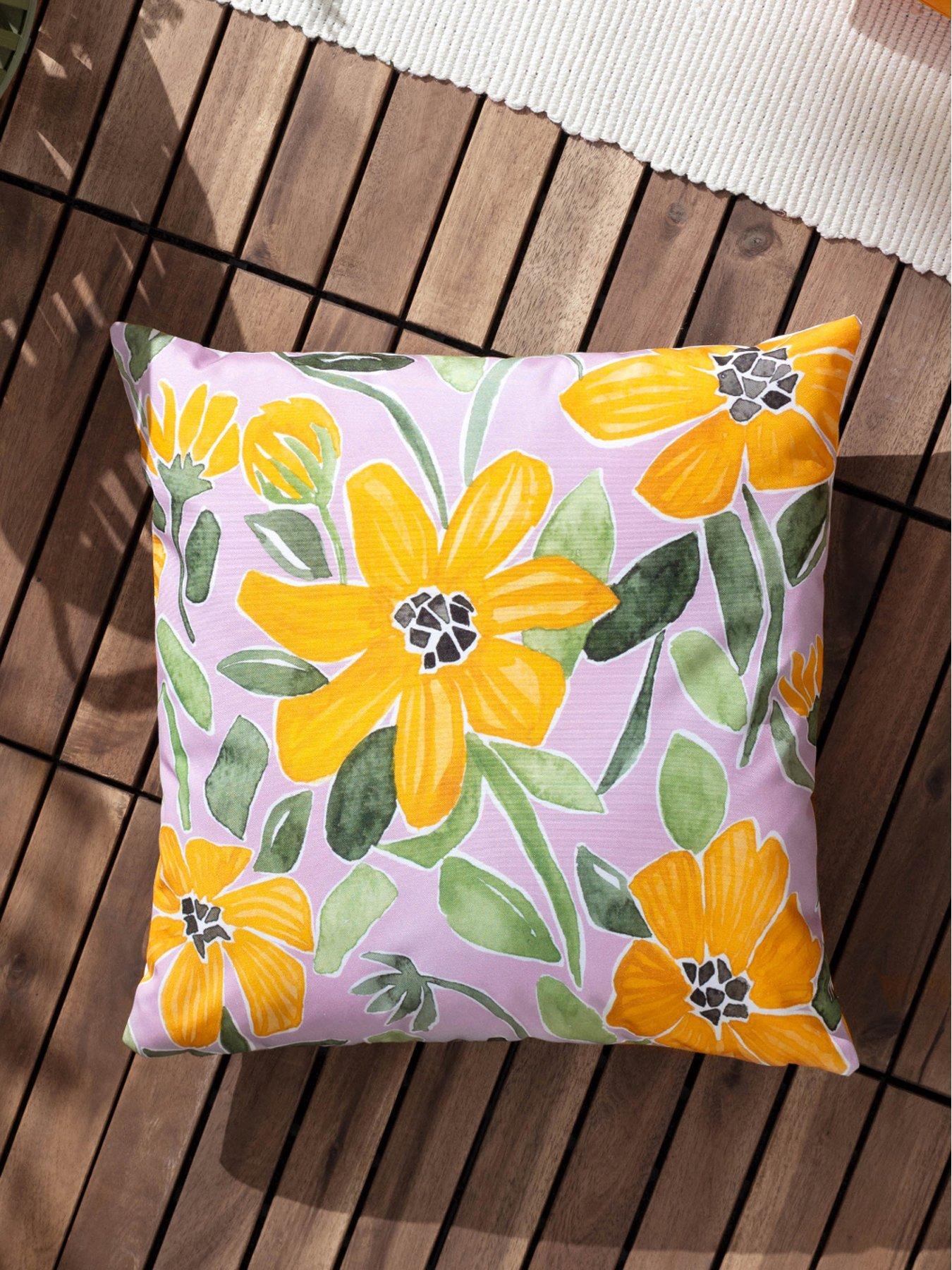 Product photograph of Furn Flowers Outdoor Cushion In Lilac And Orange from very.co.uk