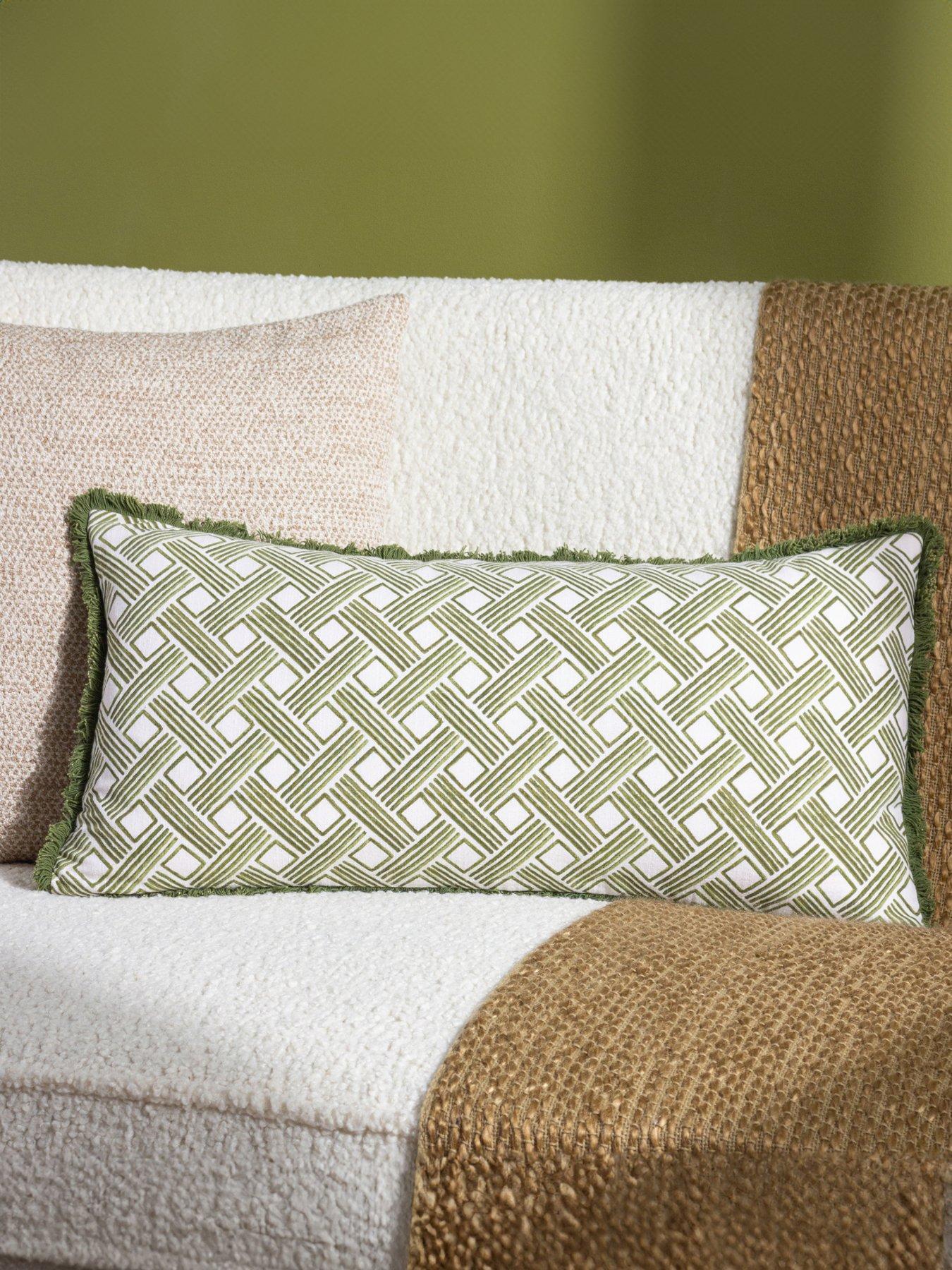 Product photograph of Hoem Alexa 30x60 Polyester Cushion Olive from very.co.uk