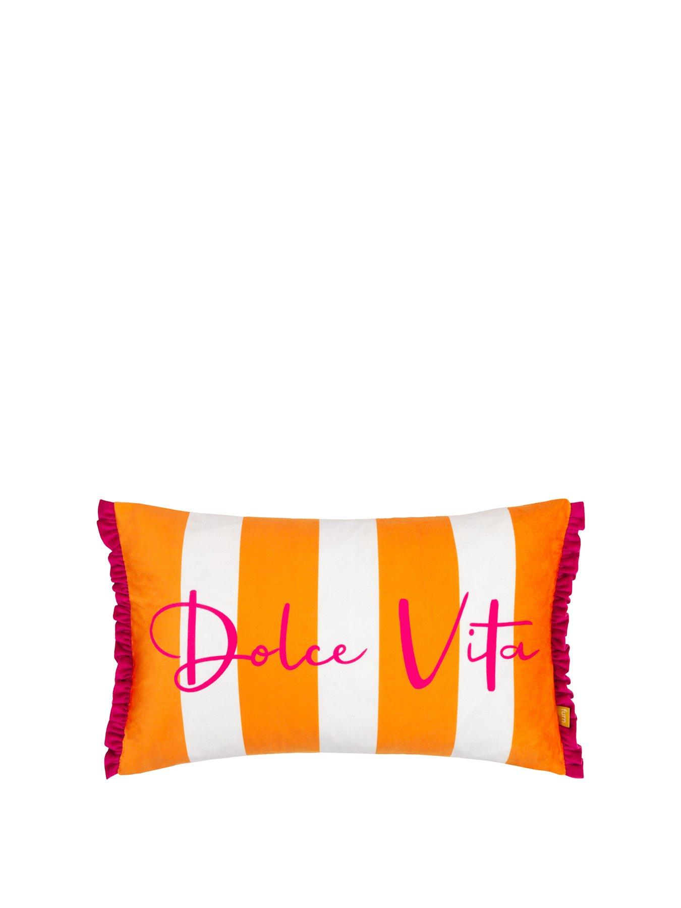 Product photograph of Furn Dolce Vita Polyester Cushion Orange Pink from very.co.uk