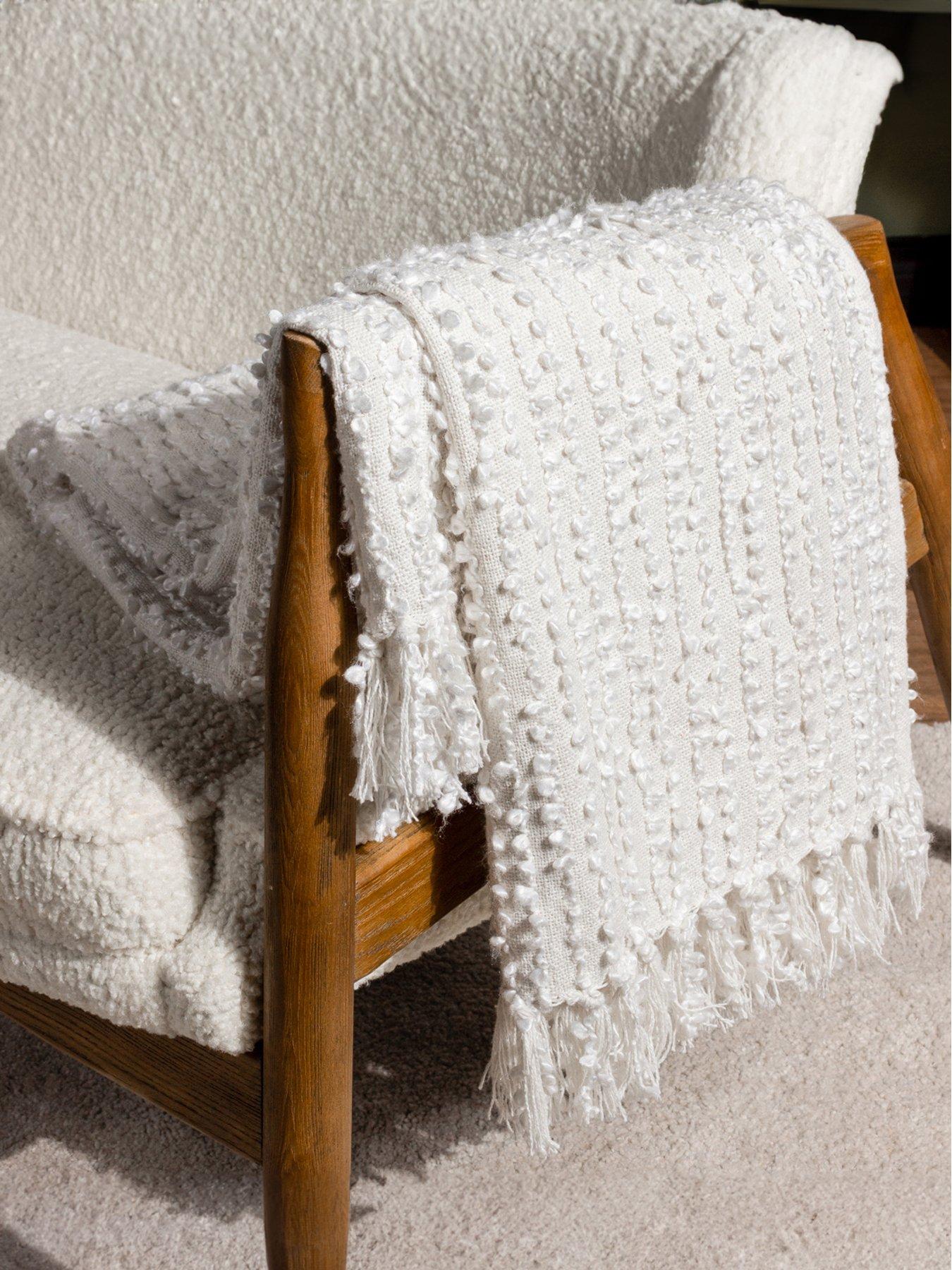 Product photograph of Hoem Arvo Boucle Yarn Throw In Natural from very.co.uk