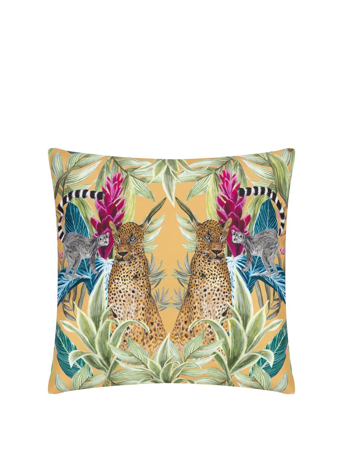 Product photograph of Wylder Tropics Kali Leopards Indoor Outdoor Cushion from very.co.uk