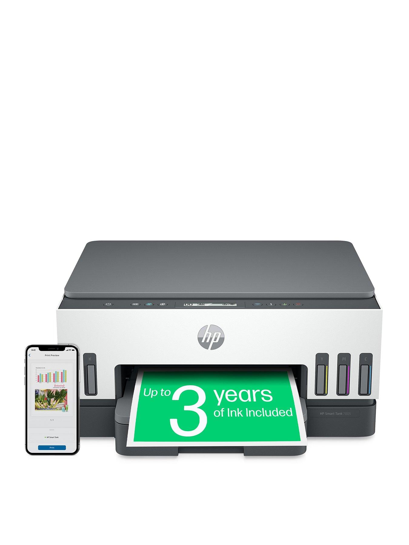Smart Tank 7005 Wireless All in One Colour Printer with up to 3 years of HP Ink Bottles included
