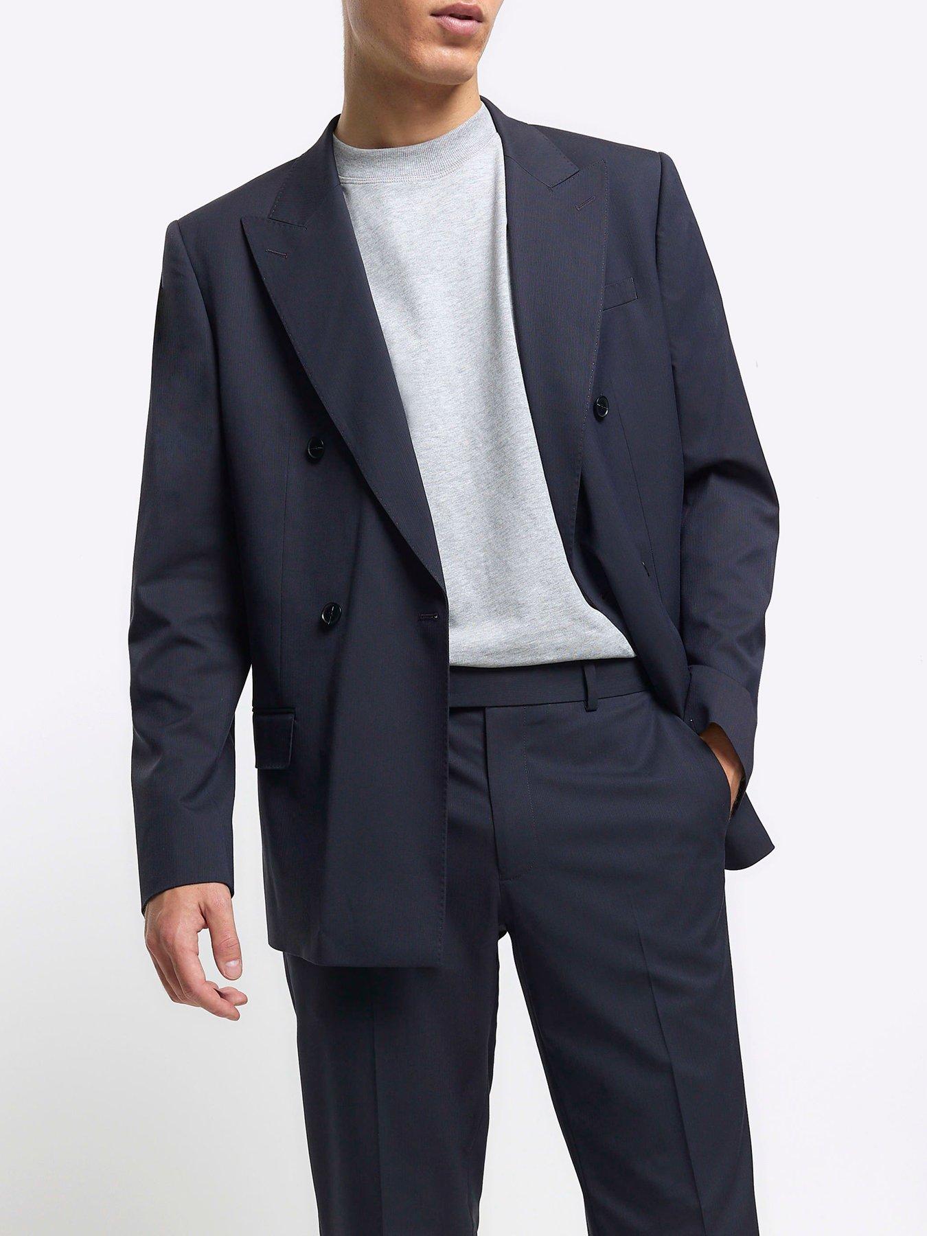 undefined Herringbone Suit Trousers - Dark Grey