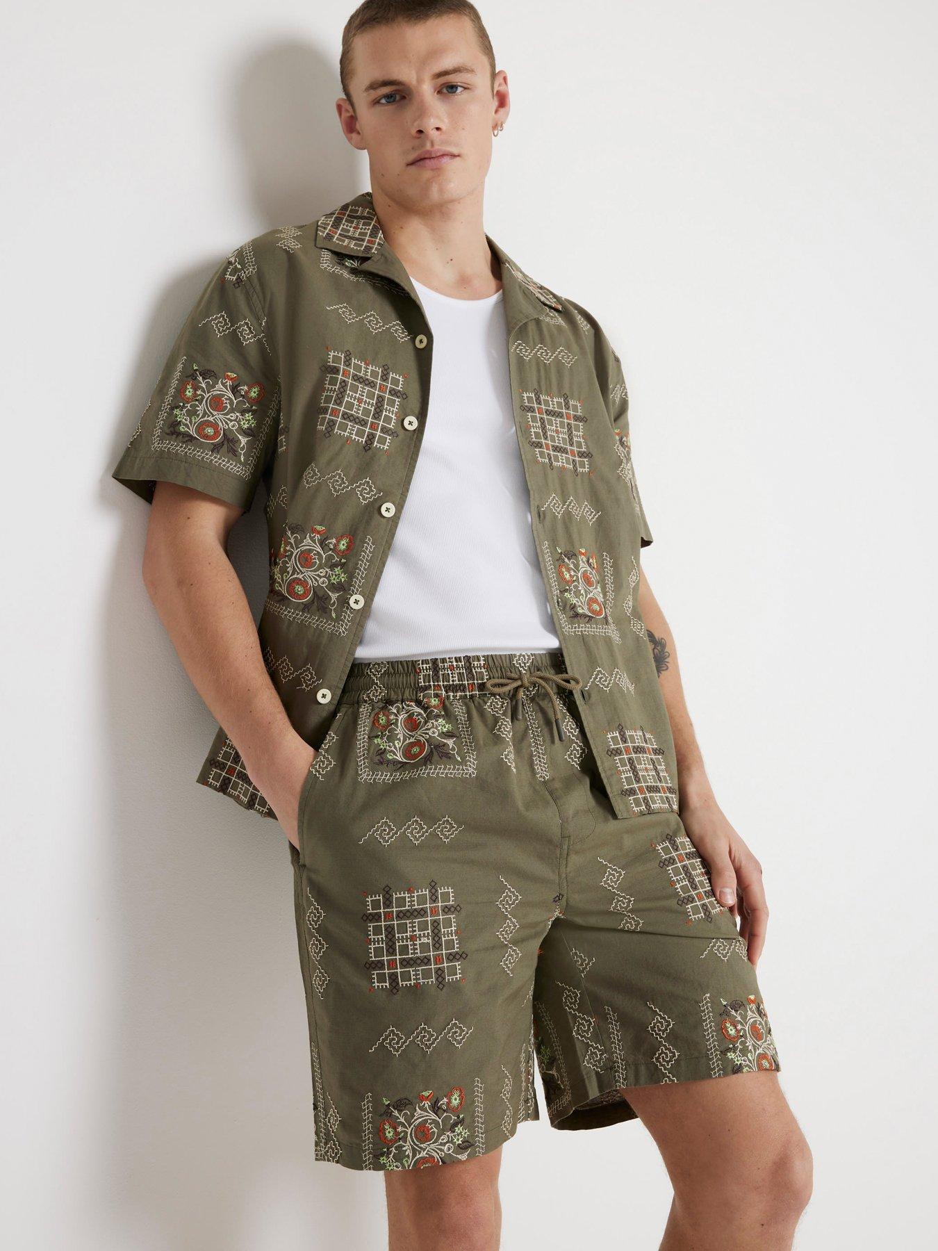 River island green shorts deals