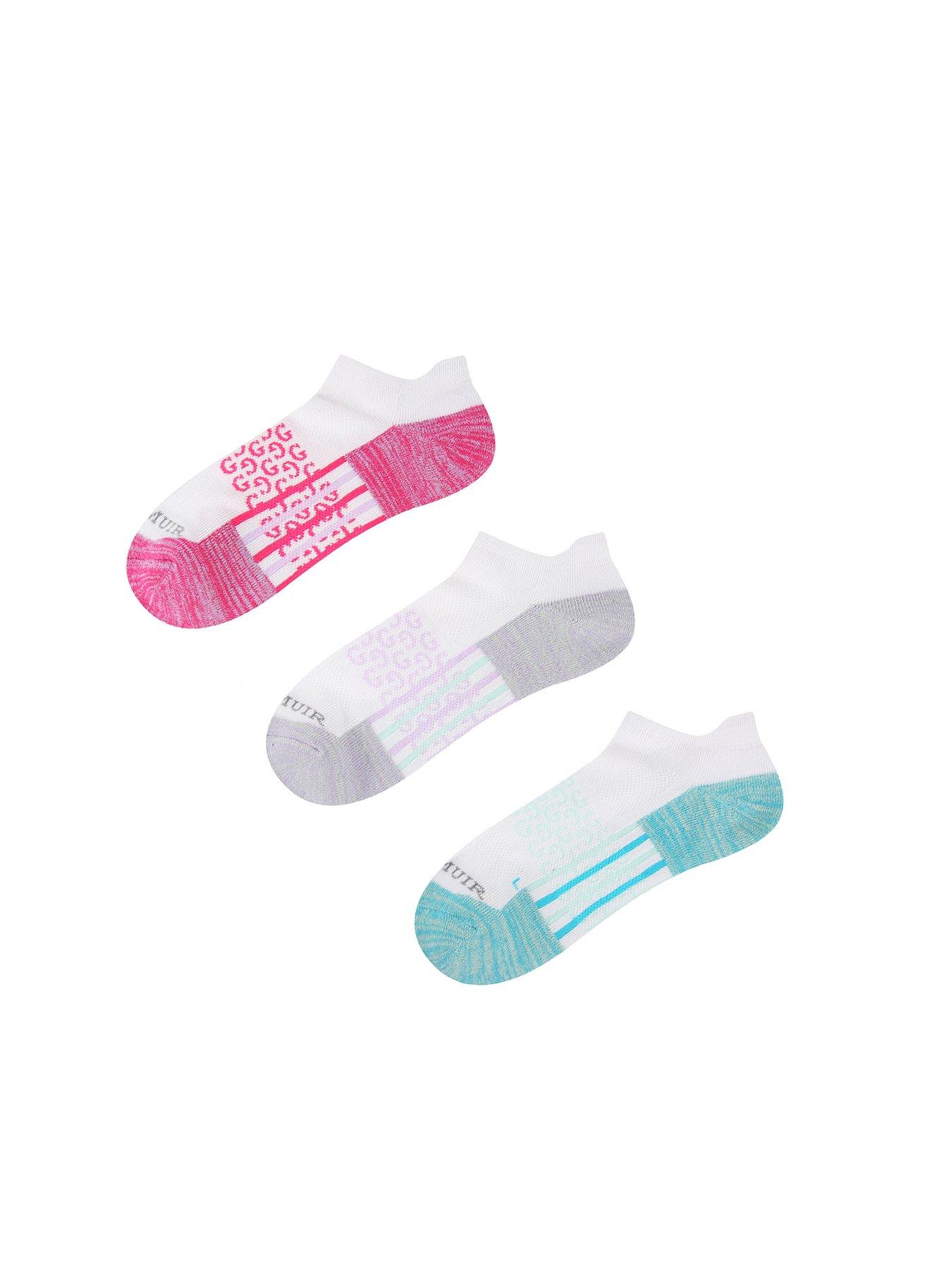 undefined Fashion 3 Pack Anti Bacterial Cushioned Heel and Toe Trainer Socks - Multi