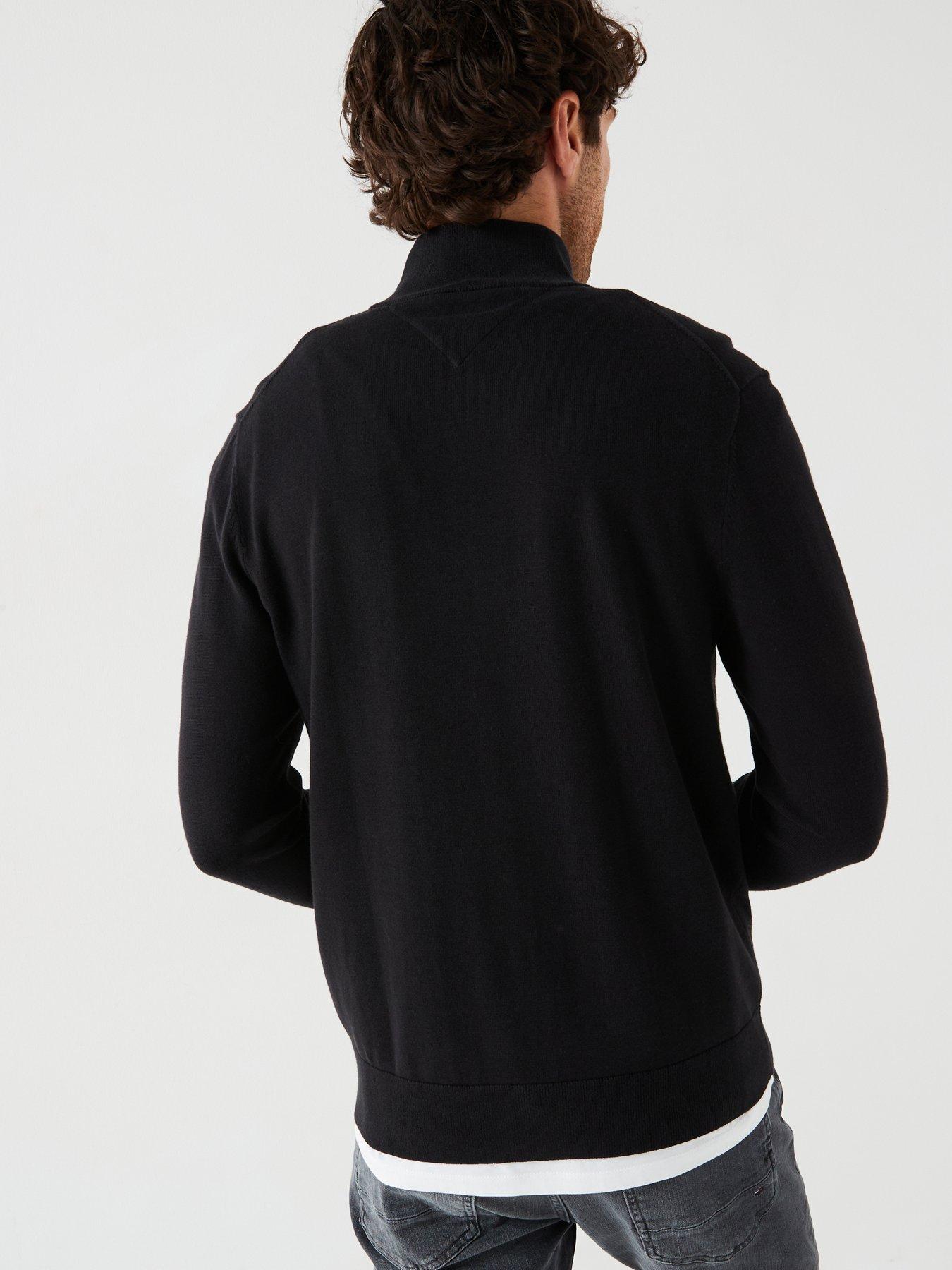 Image 2 of 5 of Tommy Hilfiger Essential Cotton 1/4 Zip Mock Knitted Jumper - Black